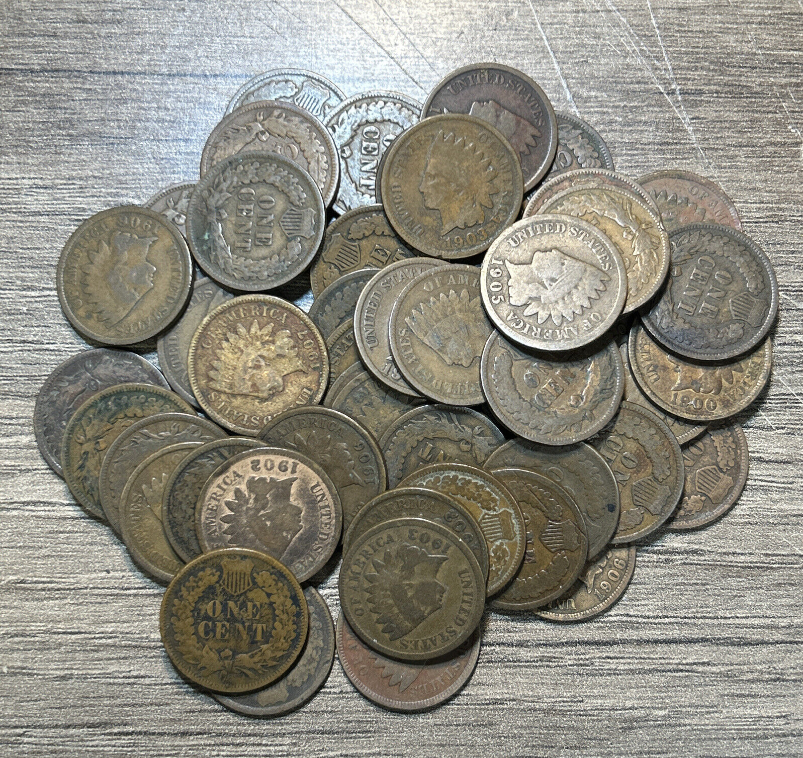 1900’s Indian Head Penny Cent Roll Lot Of (50) G-VG Nice Problem Free Coins