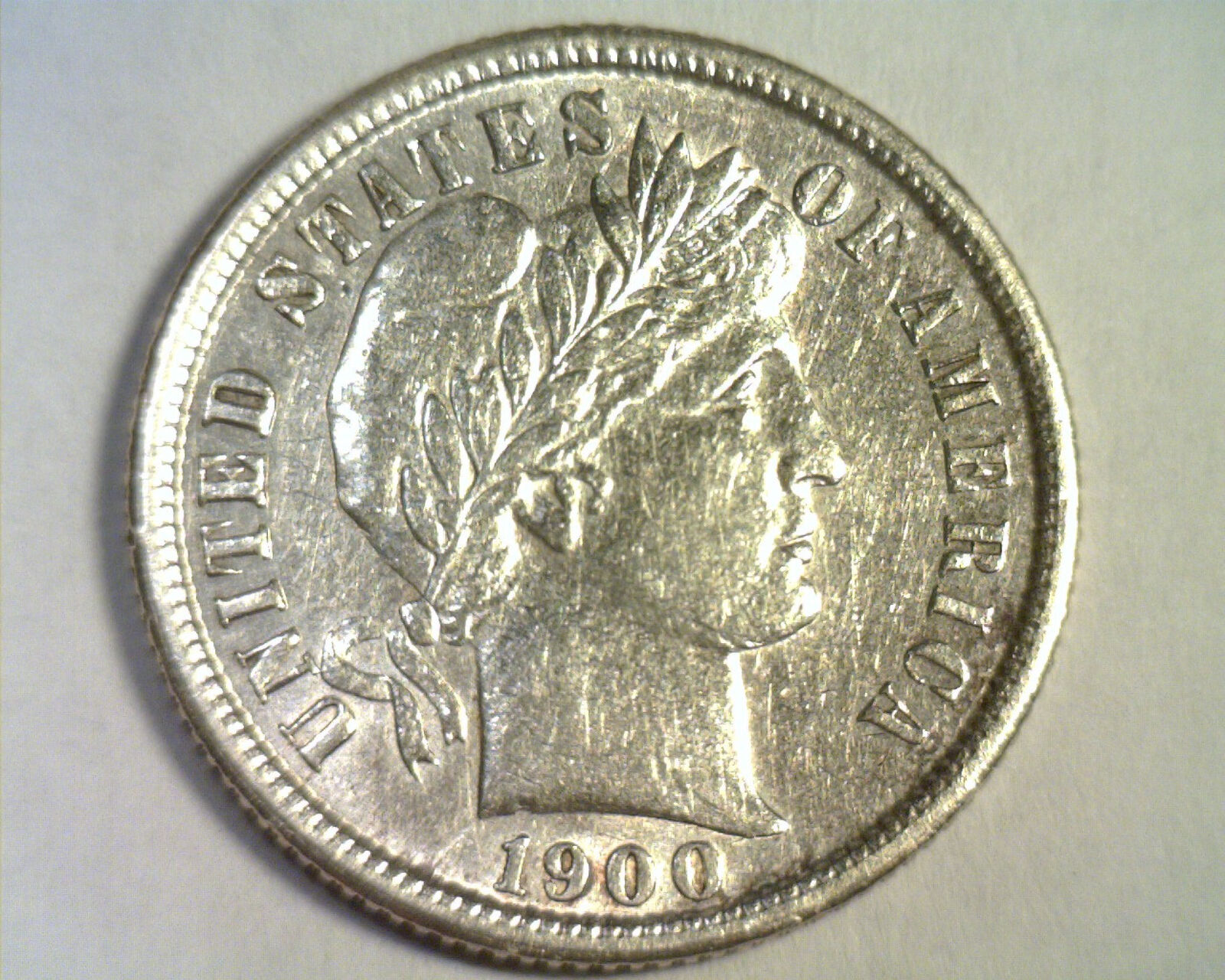 1900-S BARBER DIME ABOUT UNCIRCULATED AU NICE COIN FROM BOBS COINS FAST SHIPMENT