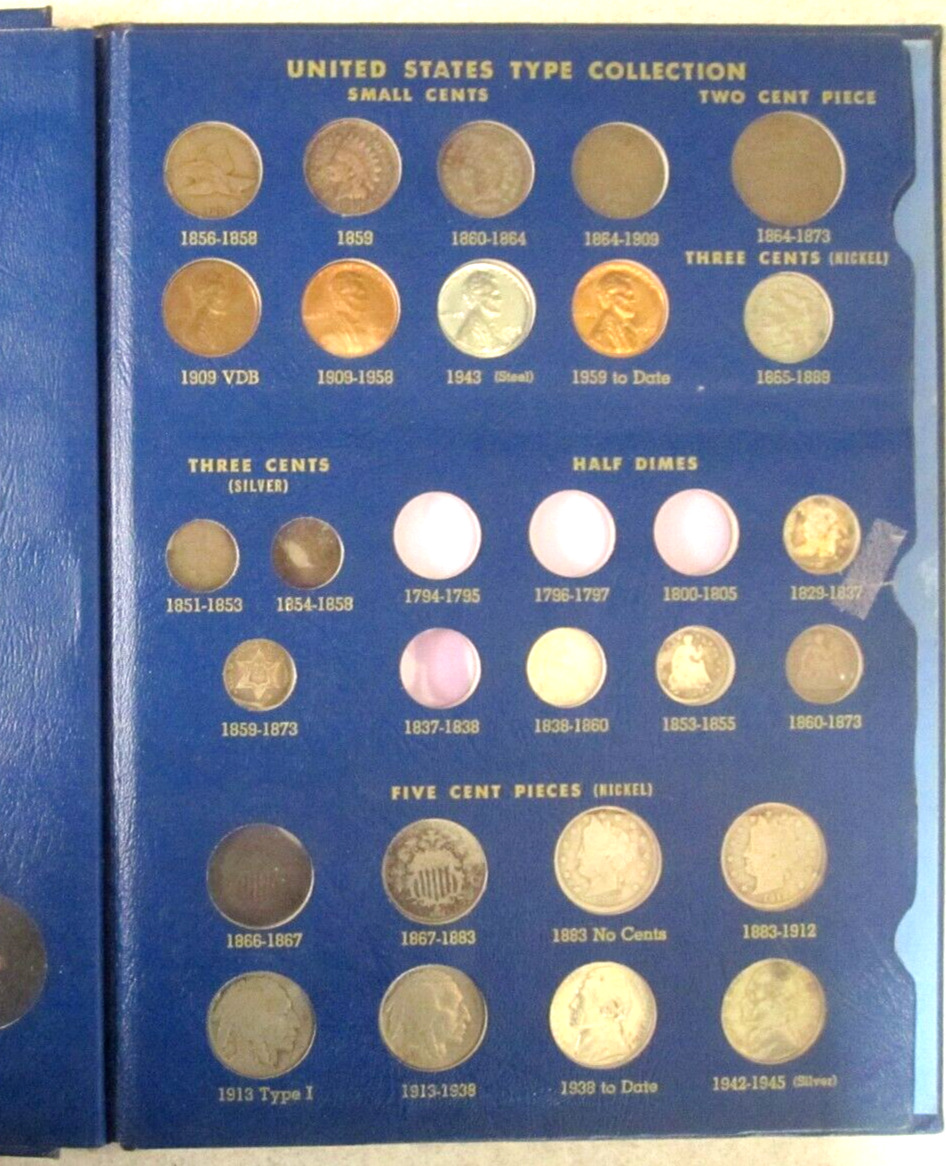 1800's/1900's United States Type Set of Small Coins ~ Vtg. Whitman Album