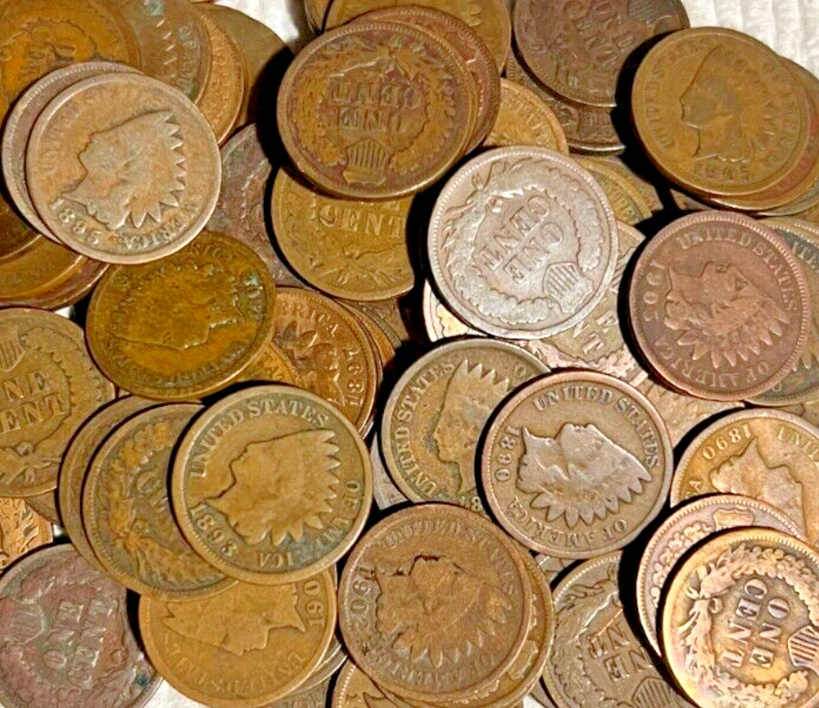COLLECTION OF 25 INDIAN HEAD CENT PENNY COINS ALL 1800's DATES SALE HUGE LOT