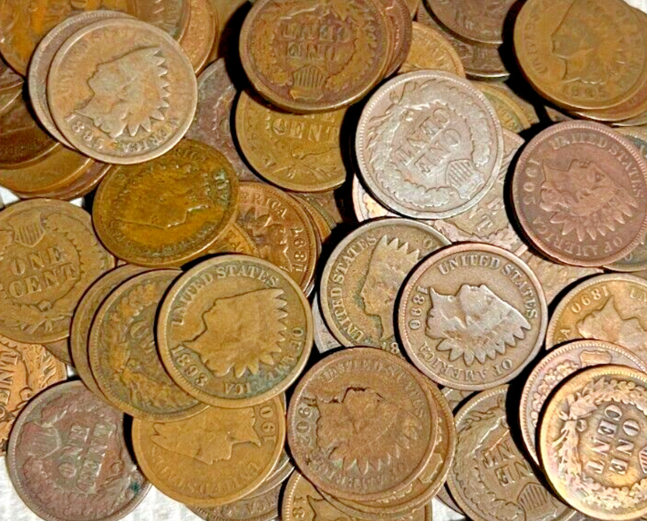 COLLECTION OF 25 INDIAN HEAD CENT PENNY COINS ALL 1800's DATES SALE HUGE LOT