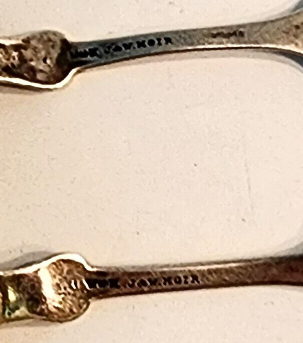2 Antique 1800's Coin Silver Spoons by J W Moir Fiddle Pattern * New York