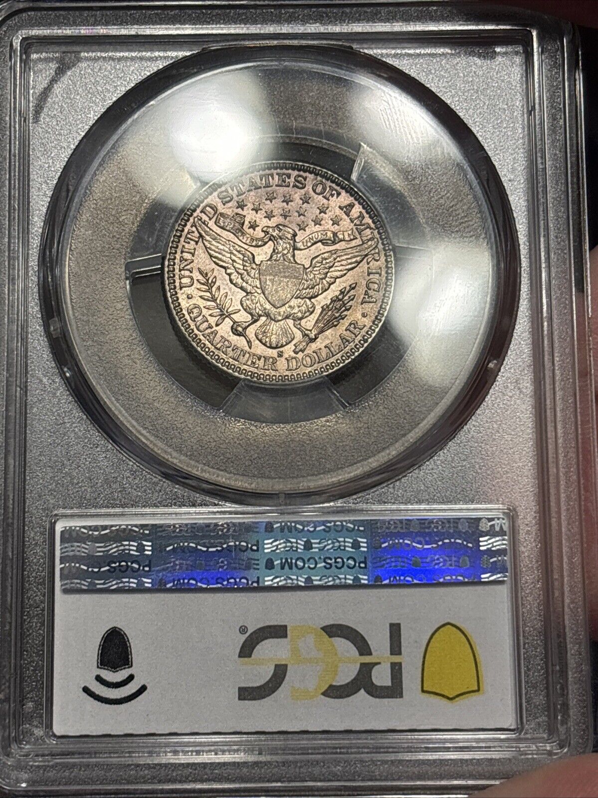 1900-S Barber Quarter PCGS AU58 Pink Toning Nice Luster