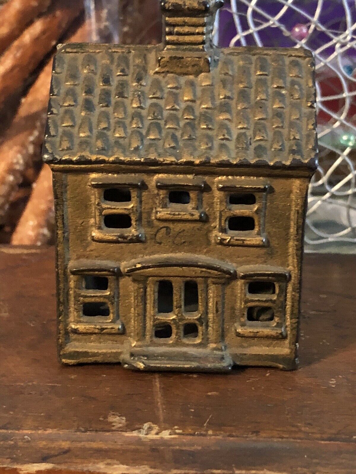 Antique 1800’s Cast Iron COIN Bank Building COIN BANK
