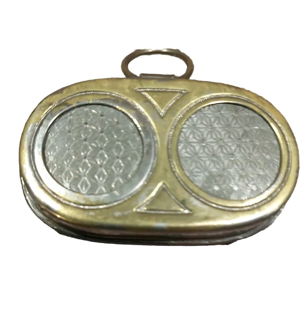 Vtg Atq Double Sided Nickel  Plated German Spring Loaded Coin Safe Early 1900's