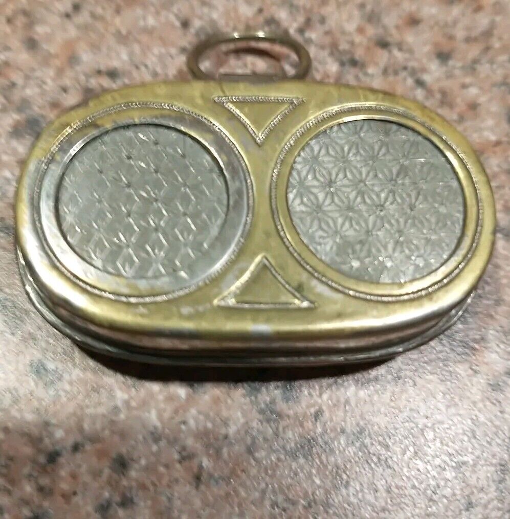 Vtg Atq Double Sided Nickel  Plated German Spring Loaded Coin Safe Early 1900's