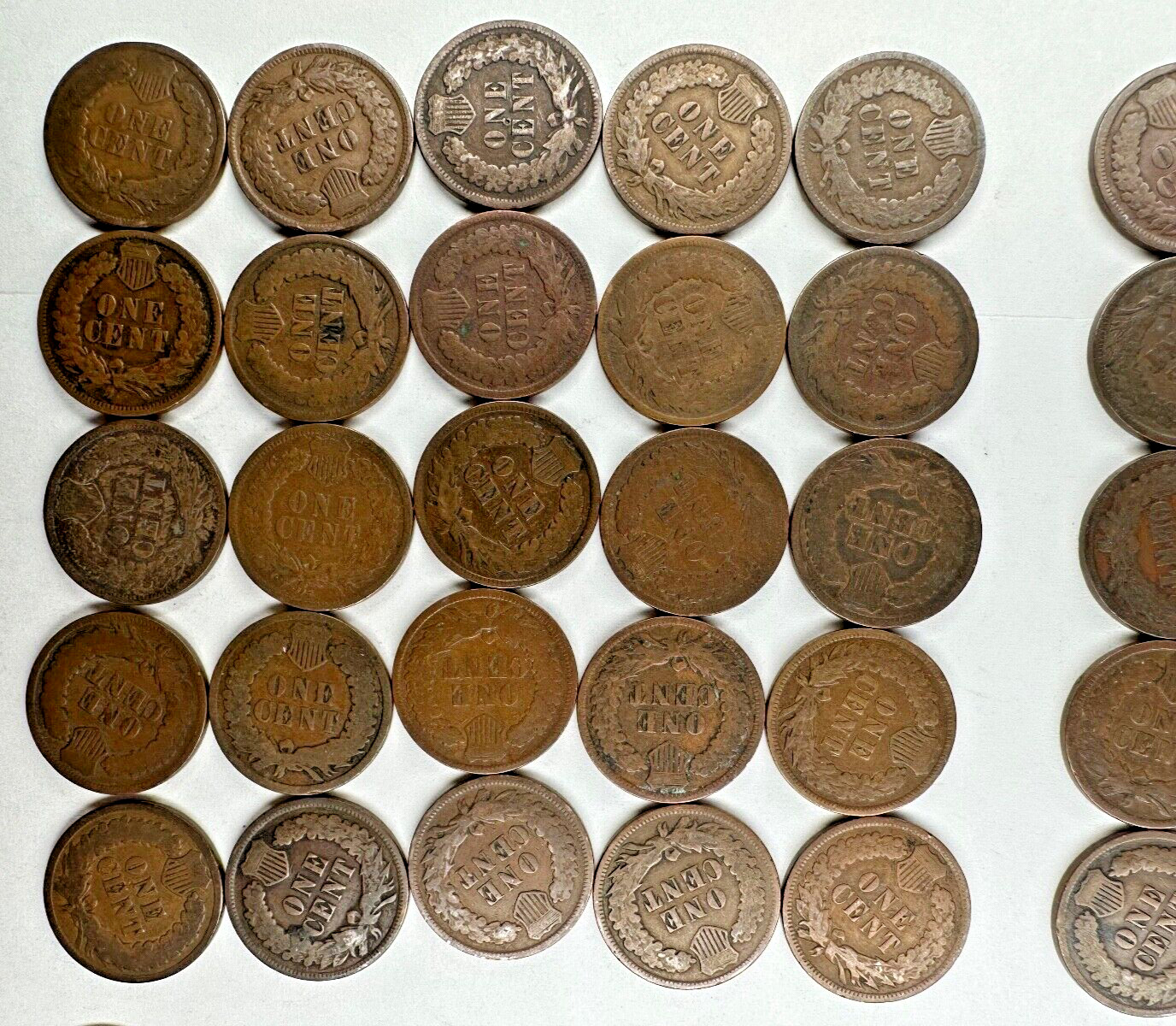 Lot Indian Head Cent Penny 100 Pennies 2 Rolls ALL Post 1900 DECENT 1900’s Coins