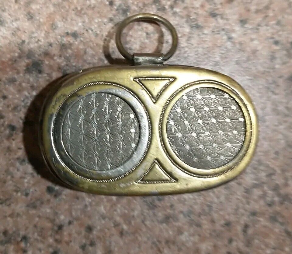 Vtg Atq Double Sided Nickel  Plated German Spring Loaded Coin Safe Early 1900's