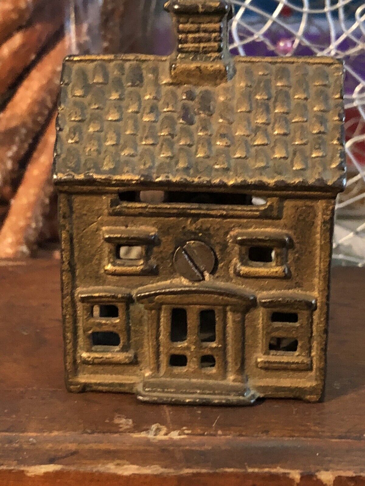 Antique 1800’s Cast Iron COIN Bank Building COIN BANK