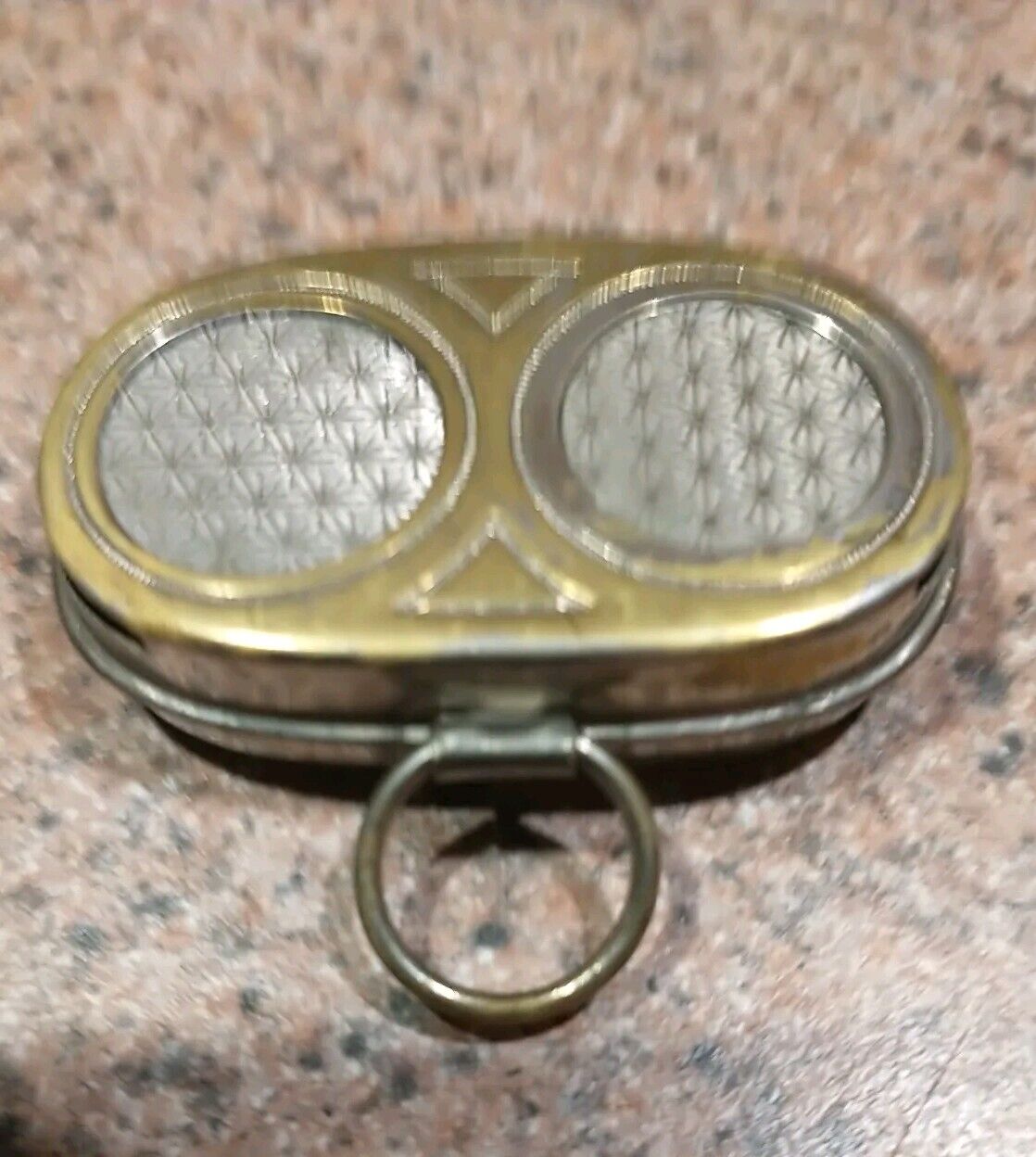 Vtg Atq Double Sided Nickel  Plated German Spring Loaded Coin Safe Early 1900's