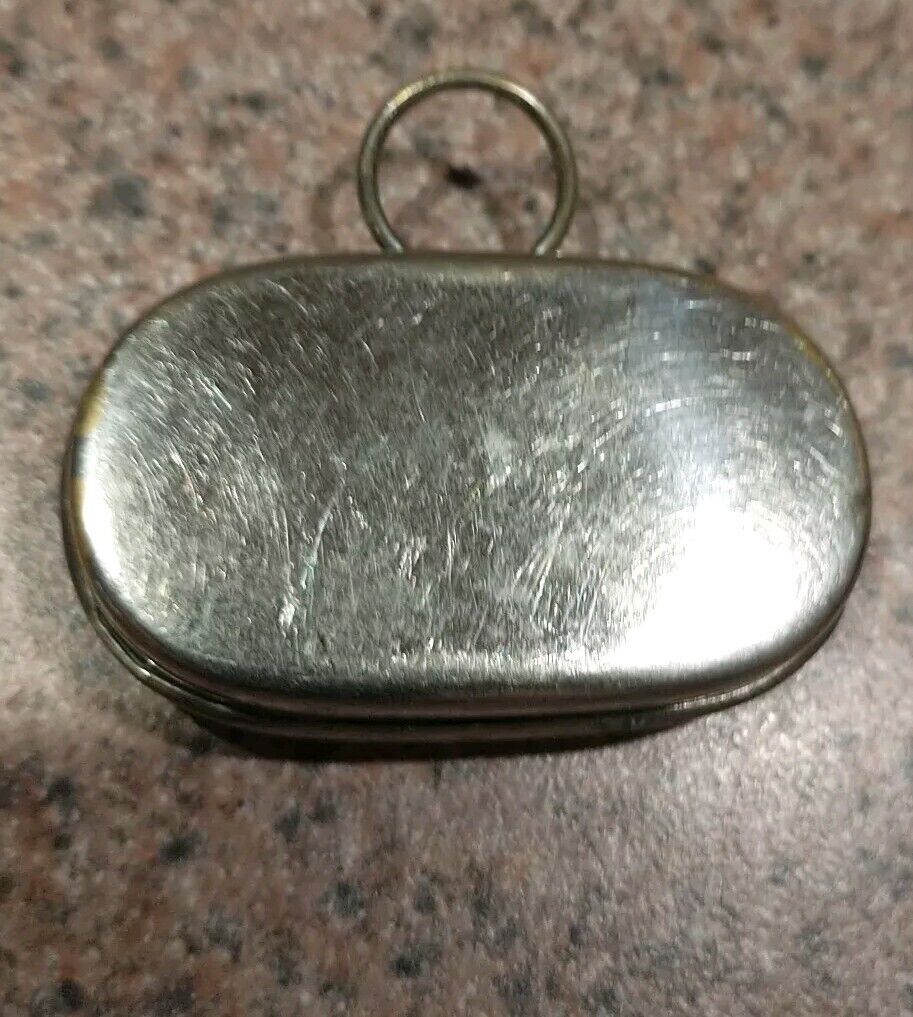 Vtg Atq Double Sided Nickel  Plated German Spring Loaded Coin Safe Early 1900's