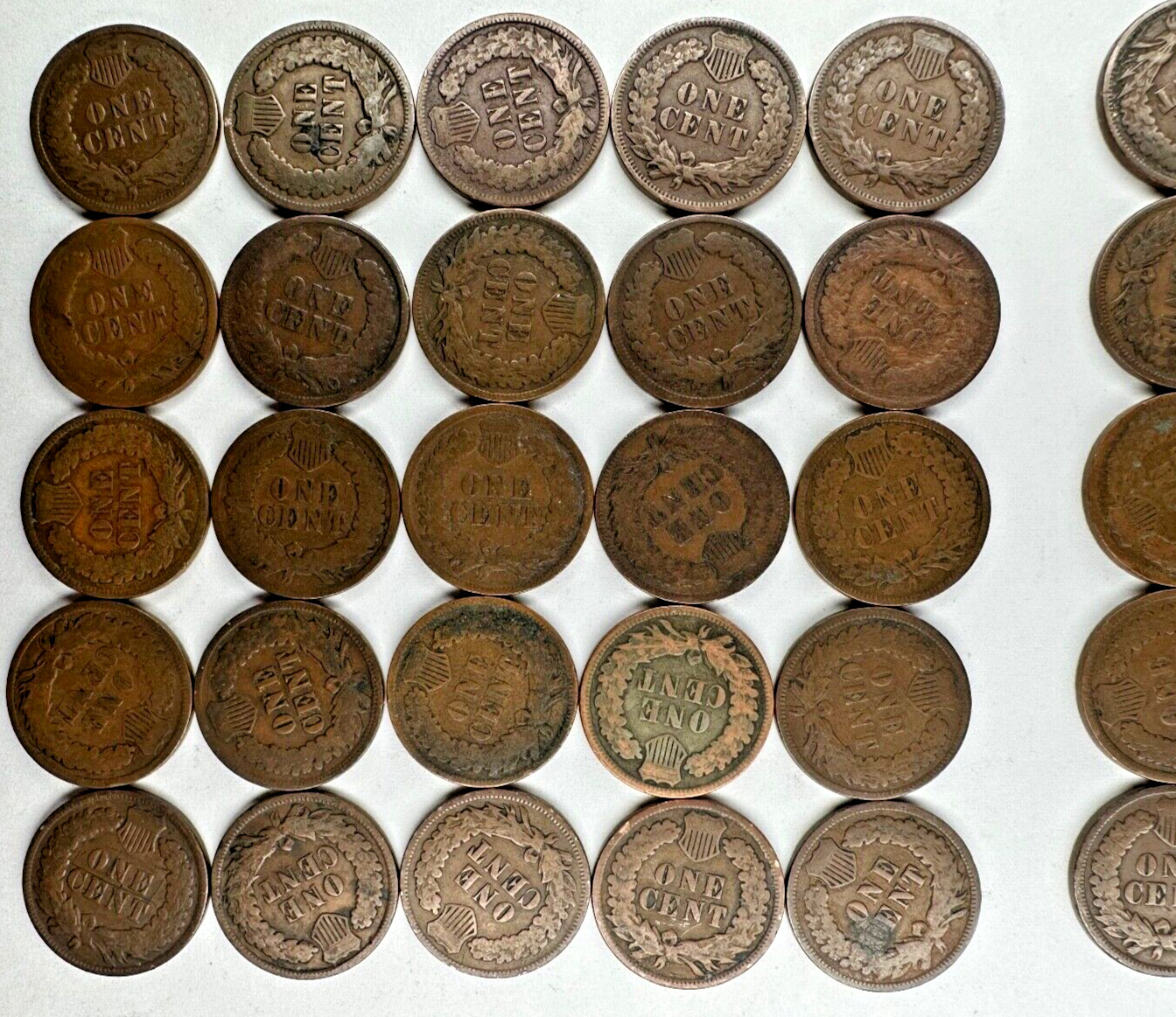 Lot Indian Head Cent Penny 100 Pennies 2 Rolls ALL Post 1900 DECENT 1900’s Coins