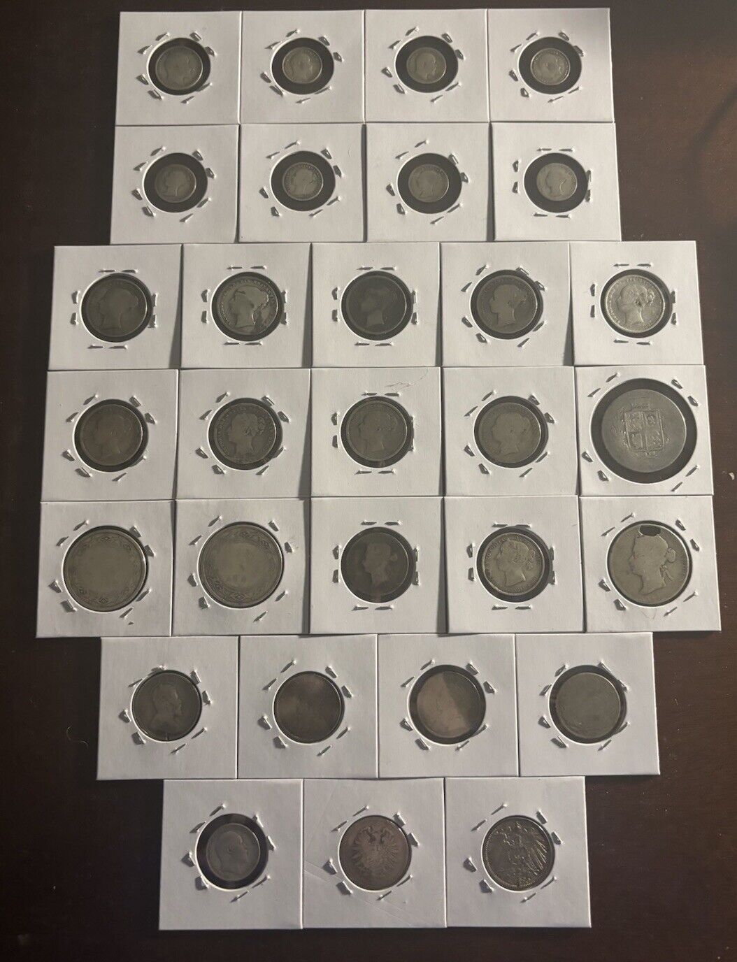 1800s/1900s Mixed World Silver Coins Lot - Great Britain/Canada/Germany - 30 Pcs