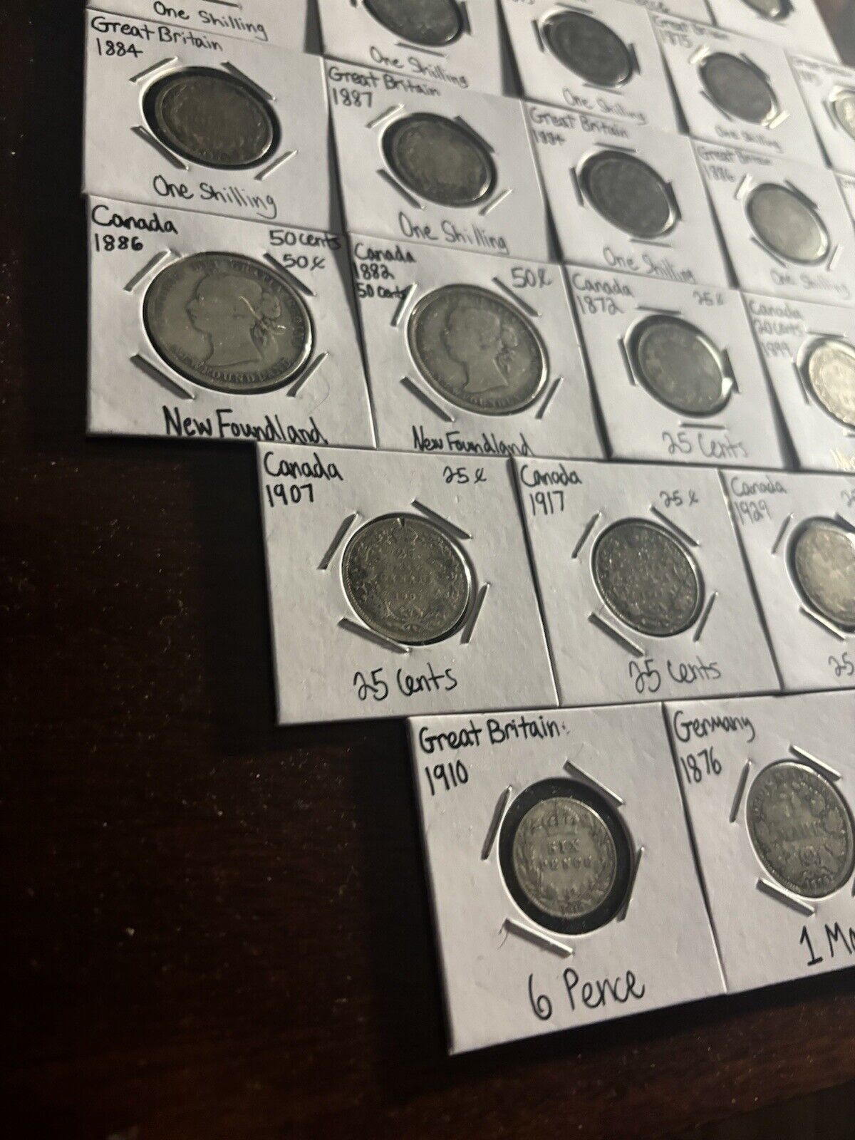 1800s/1900s Mixed World Silver Coins Lot - Great Britain/Canada/Germany - 30 Pcs