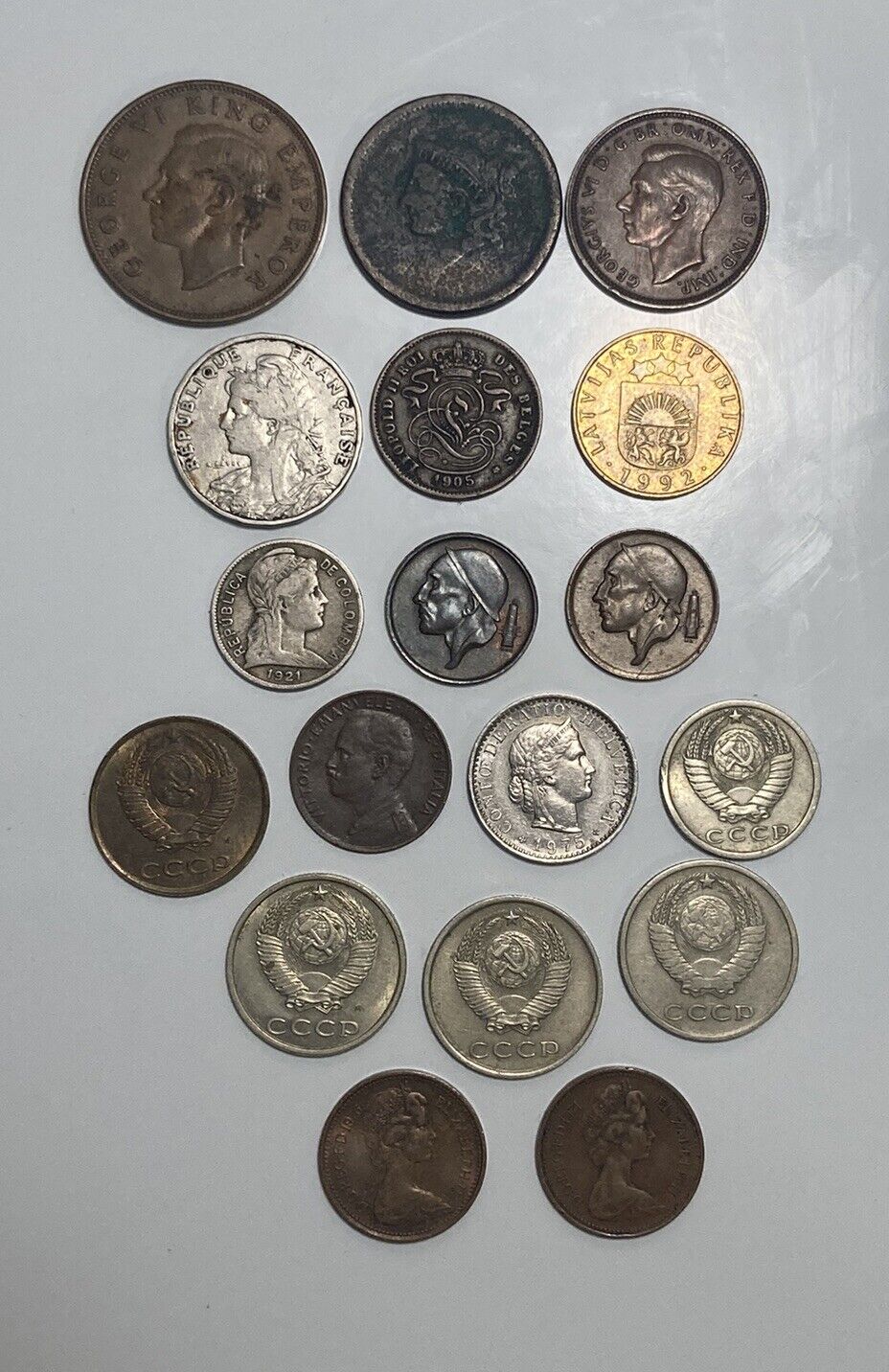 Vtg 1900s-90s USSR, New Zealand, Italy, Belgium, Columbia & More Coins Lot Of 18