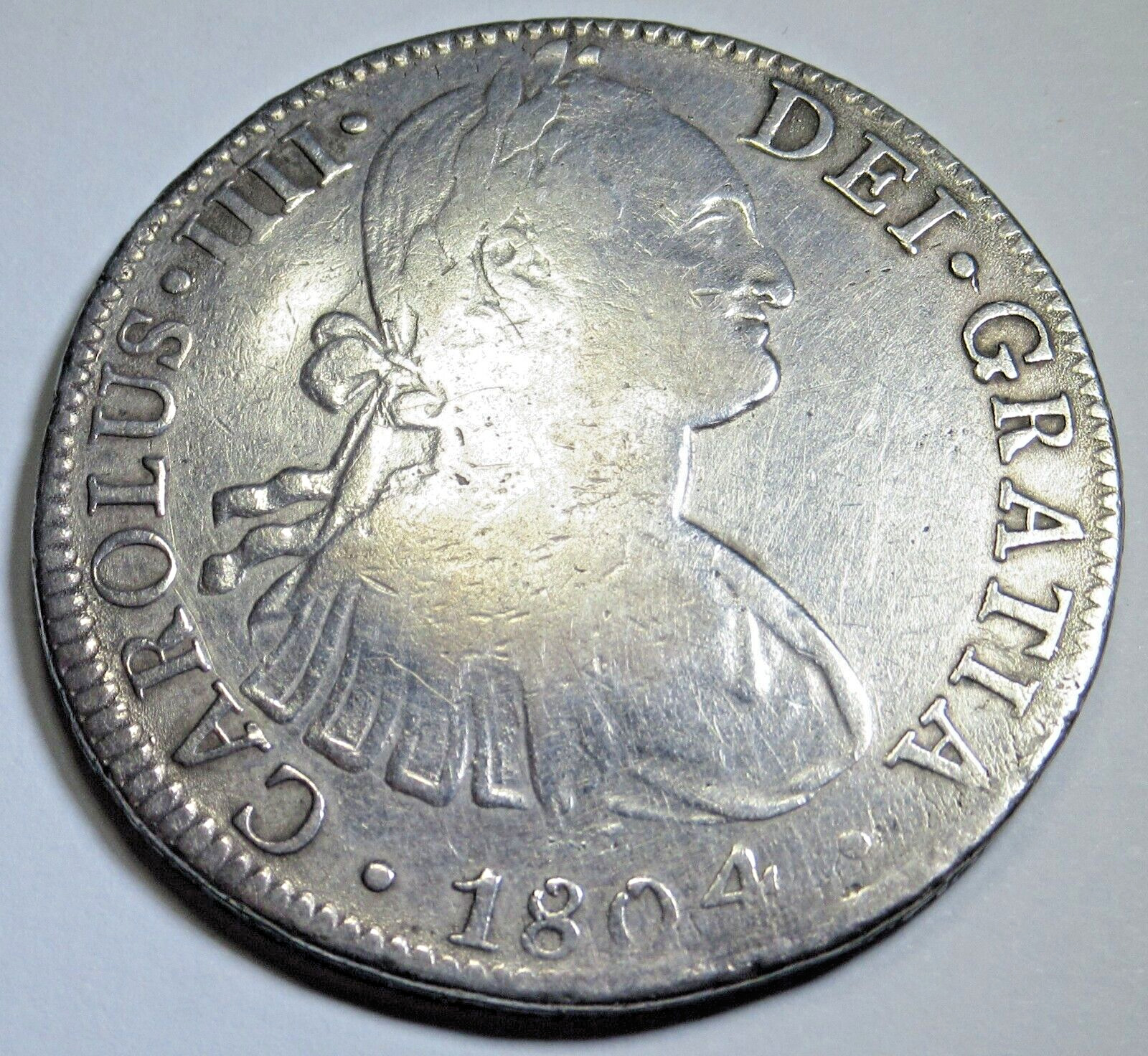 1804 Spanish Mexico Silver 8 Reales Genuine Colonial Dollar 1800s Pirate 8R Coin