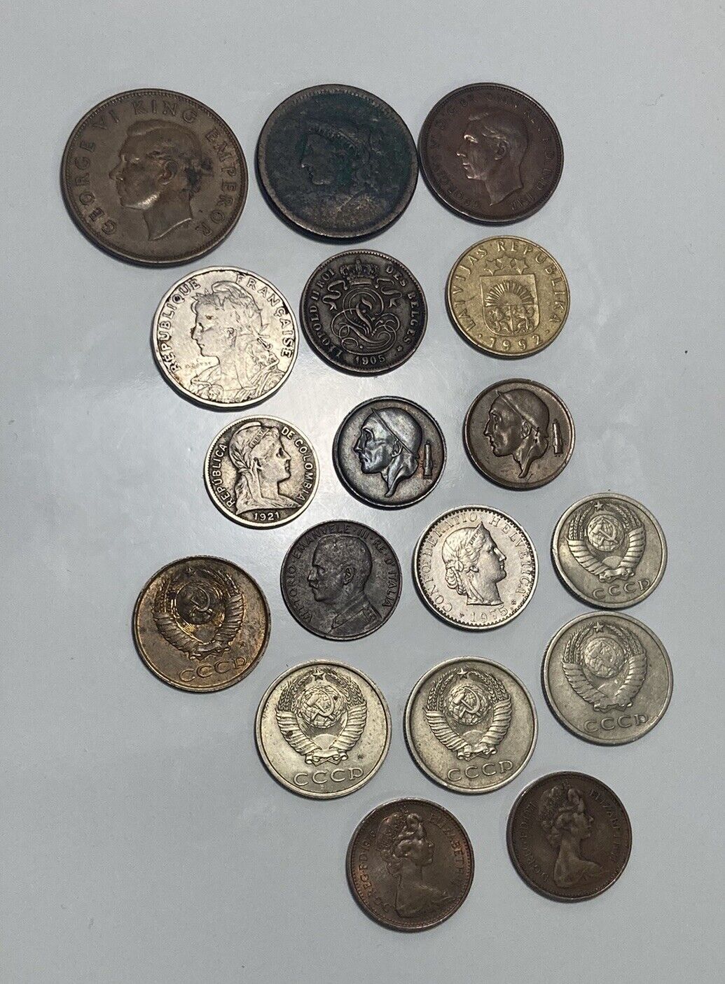 Vtg 1900s-90s USSR, New Zealand, Italy, Belgium, Columbia & More Coins Lot Of 18