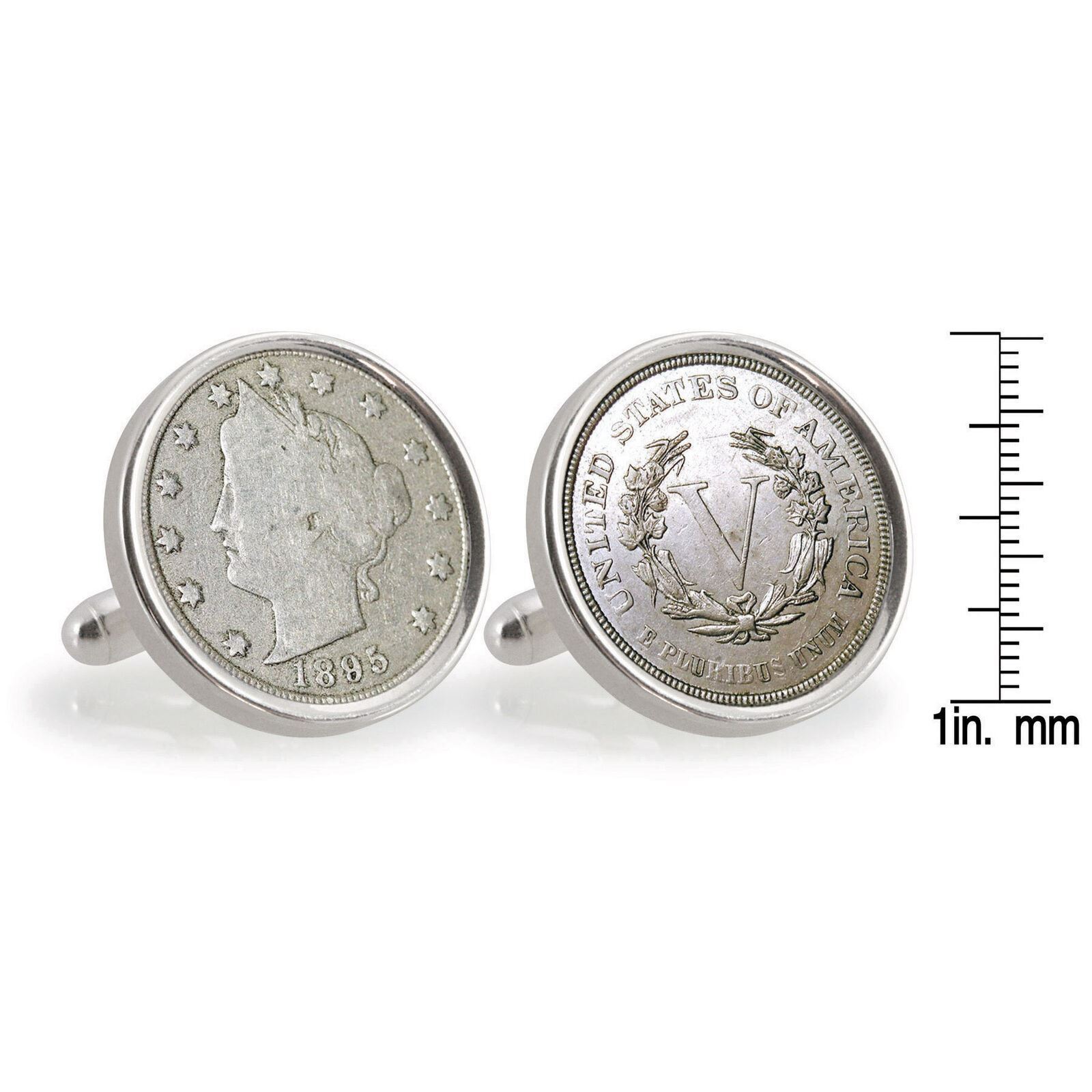 NEW American Coin Treasures 1800's Liberty Nickel Sterling Silver Cuff Links