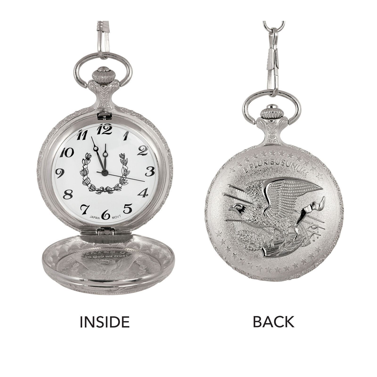 Glassed Dome with Pine Wood Base 1800's Morgan Silver Dollar Coin Pocket Watch