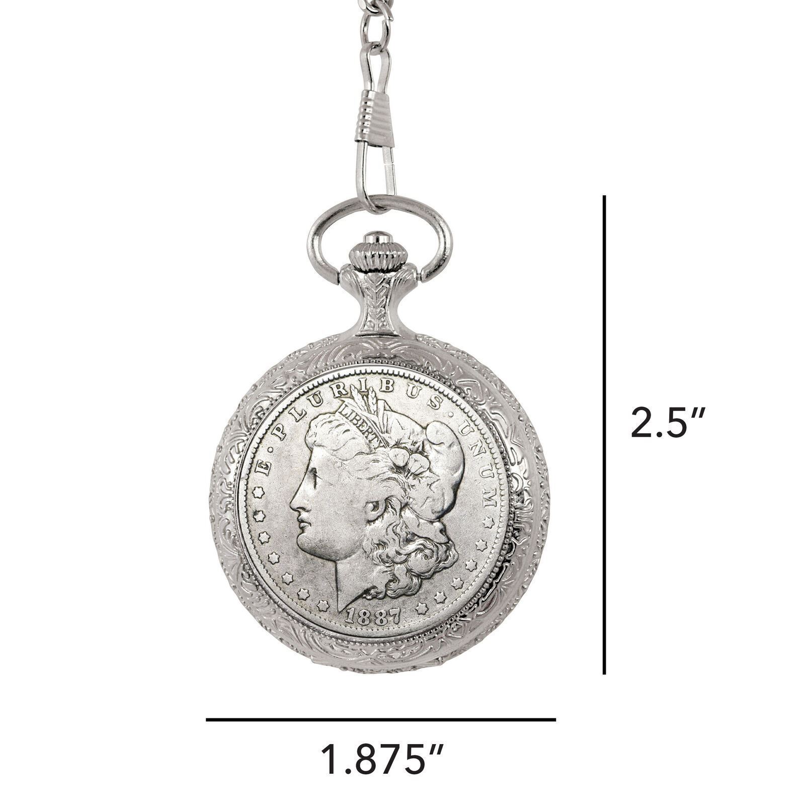 Glassed Dome with Pine Wood Base 1800's Morgan Silver Dollar Coin Pocket Watch