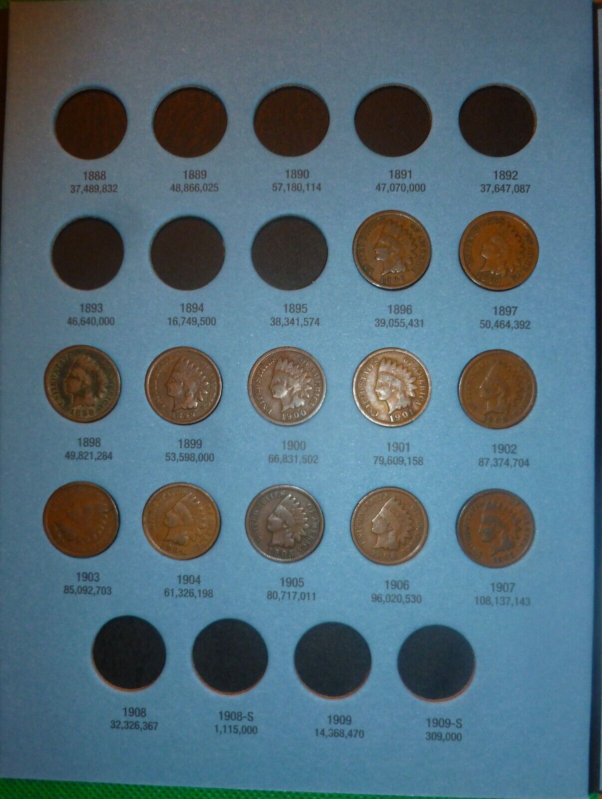 INDIAN HEAD Cent STARTER COLLECTION 1857-1909 12 Coins  + New Folder! JN18 #W12