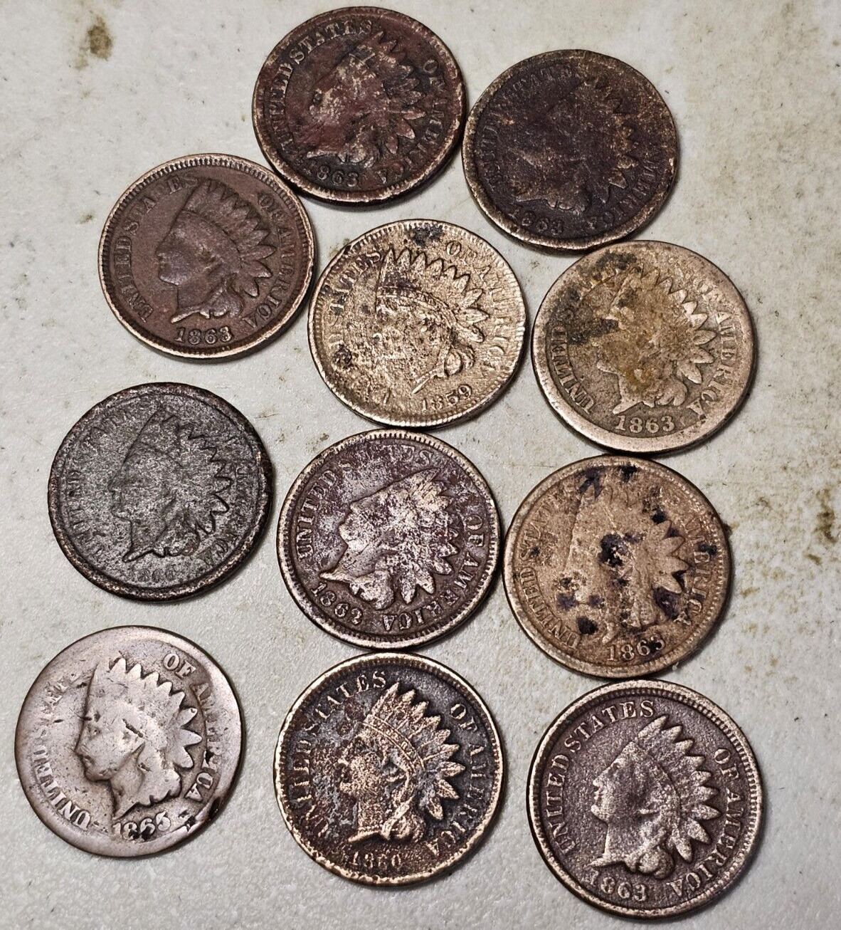 Lot of 25 US Type Coins 1800's Culls Copper Large Cents Indian 1C 2C A628