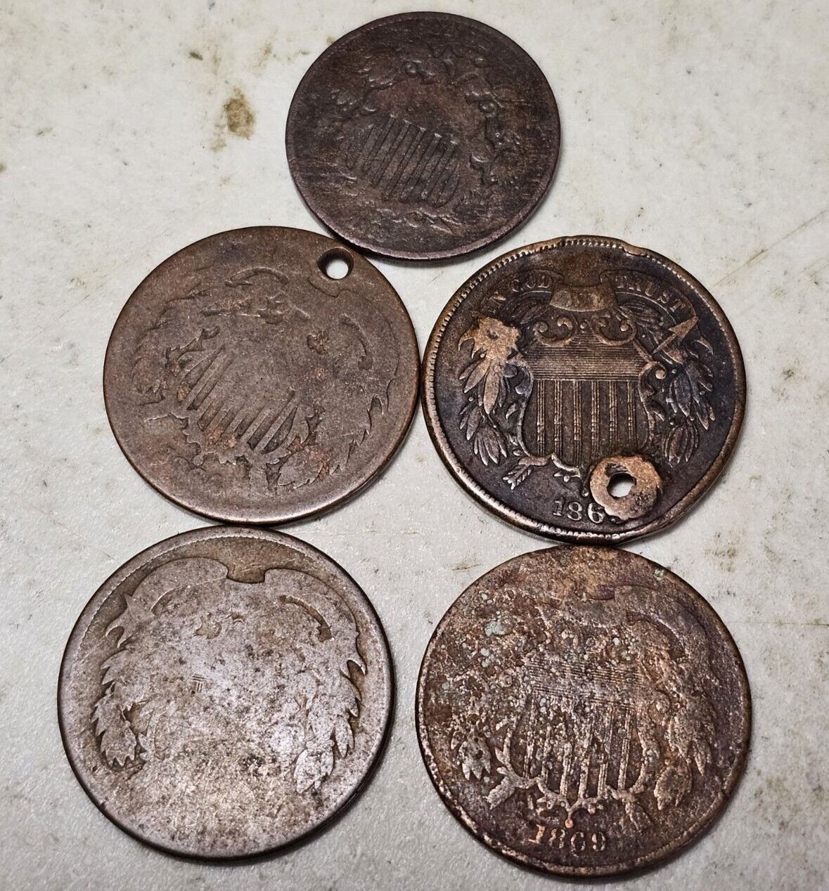 Lot of 25 US Type Coins 1800's Culls Copper Large Cents Indian 1C 2C A628