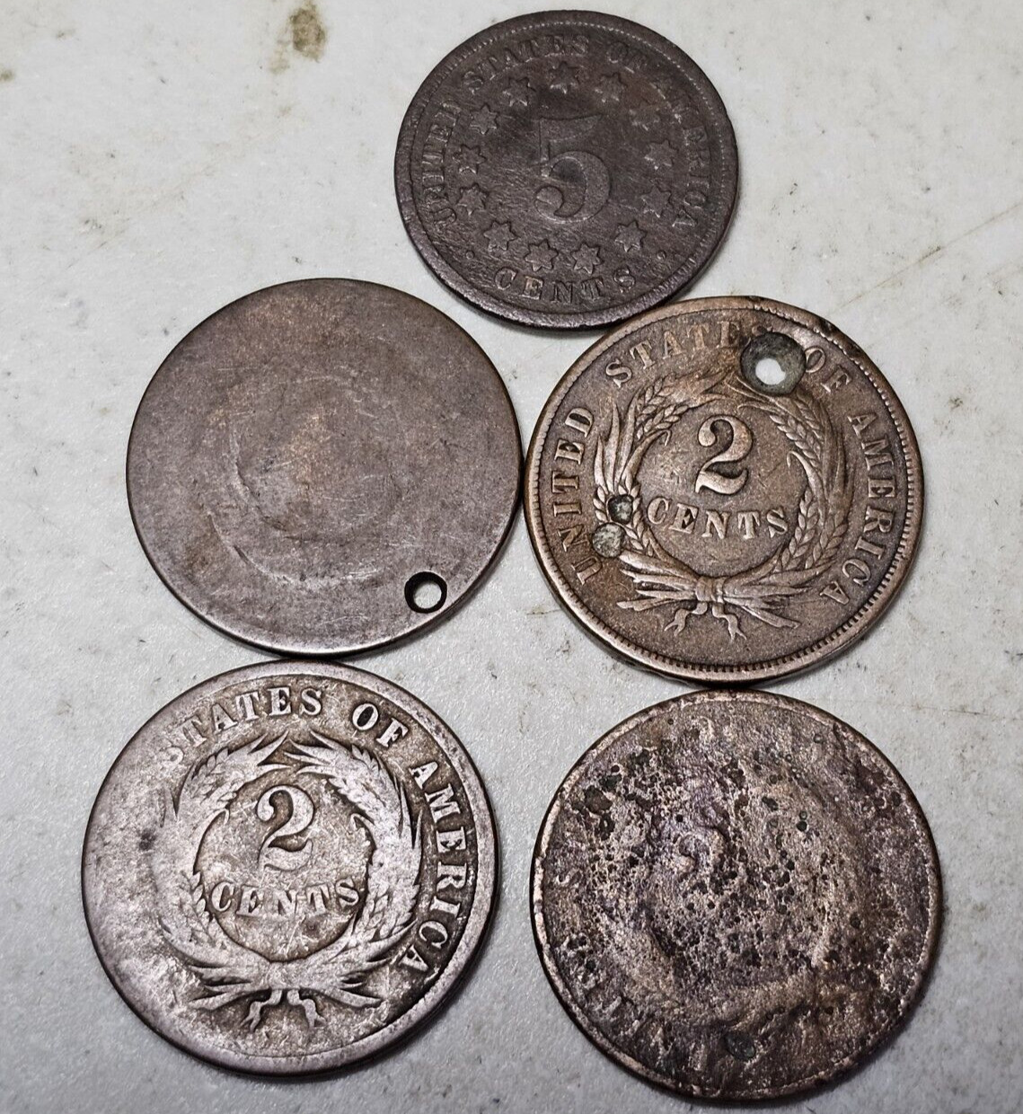 Lot of 25 US Type Coins 1800's Culls Copper Large Cents Indian 1C 2C A628