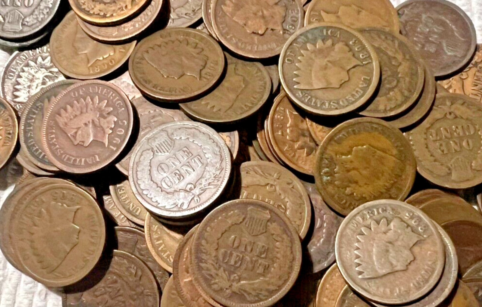COLLECTION OF 50 INDIAN HEAD CENT PENNY COINS ALL 1800's DATES SALE HUGE LOT