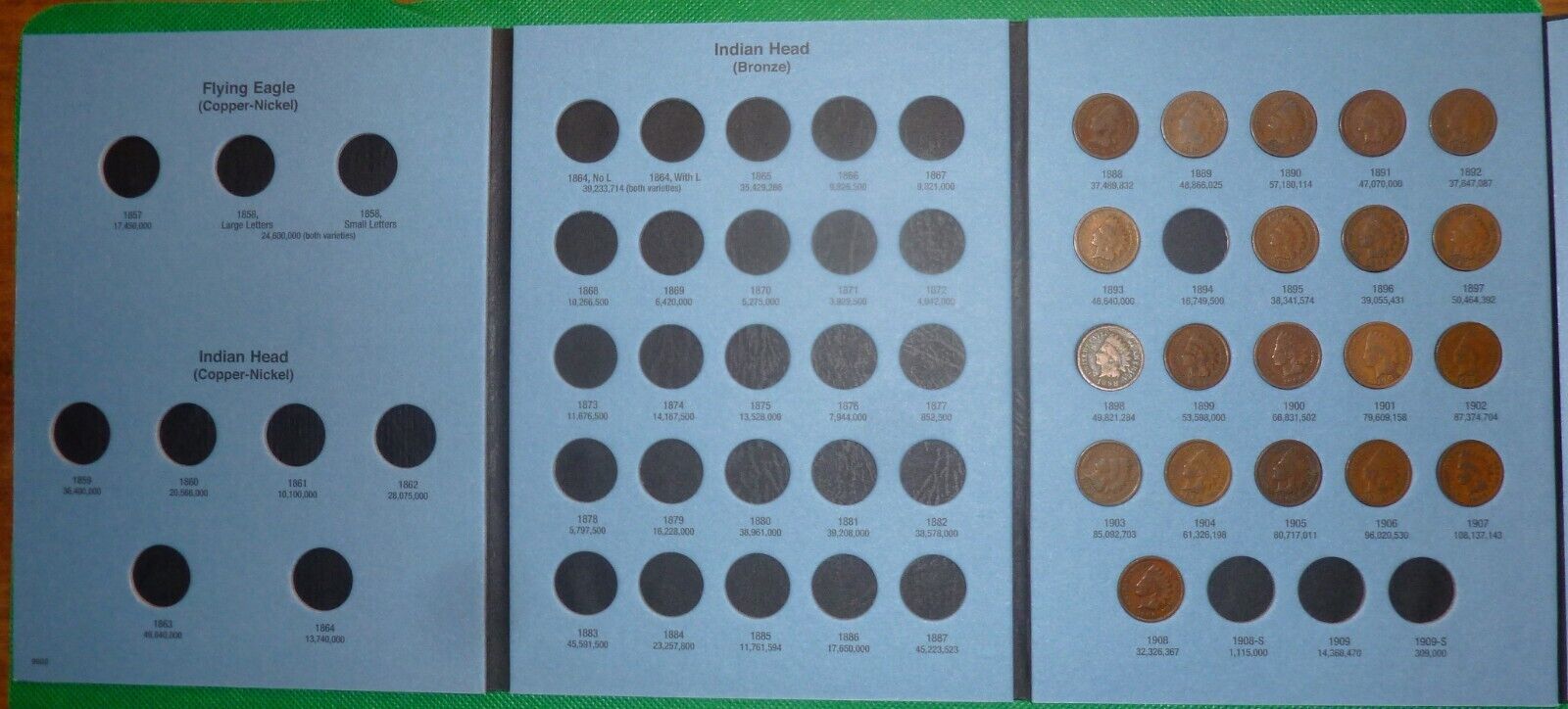 INDIAN HEAD Cent STARTER COLLECTION 1857-1909  20 Coins  + New Folder! JN18#W20