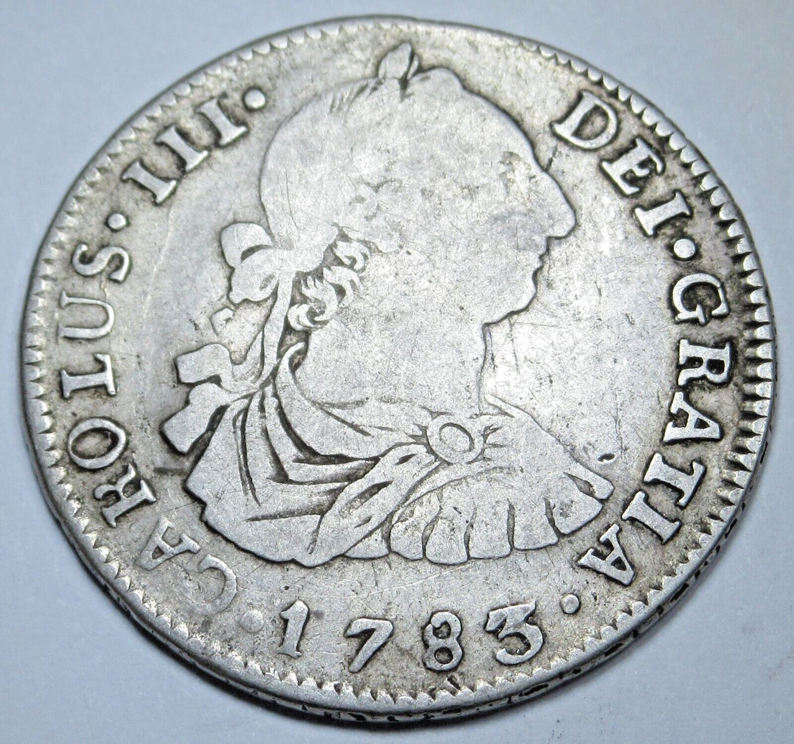 1783 VF Bolivia Silver 2 Reales Spanish Colonial 1700's Pirate Treasure 2R Coin