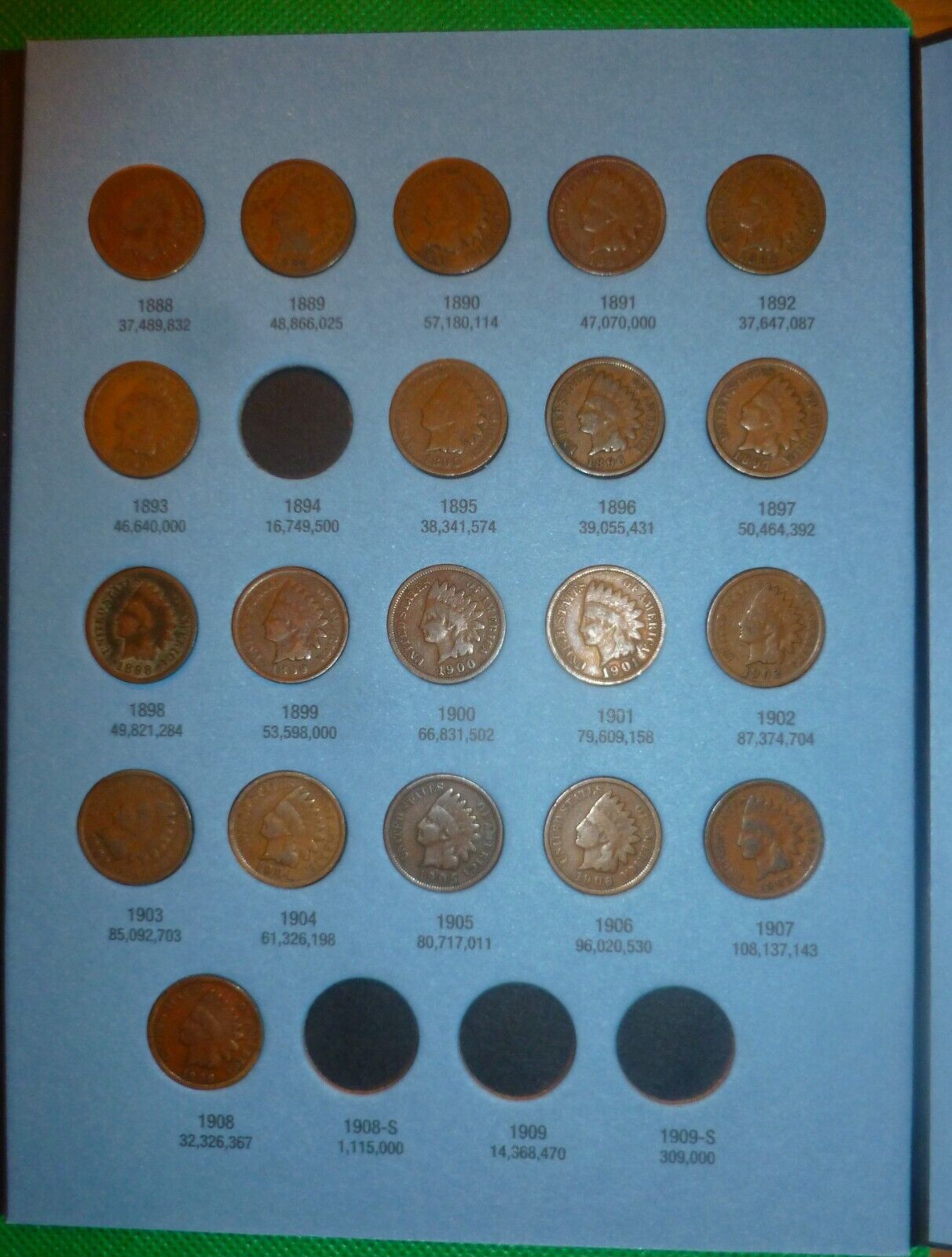 INDIAN HEAD Cent STARTER COLLECTION 1857-1909  20 Coins  + New Folder! JN18#W20
