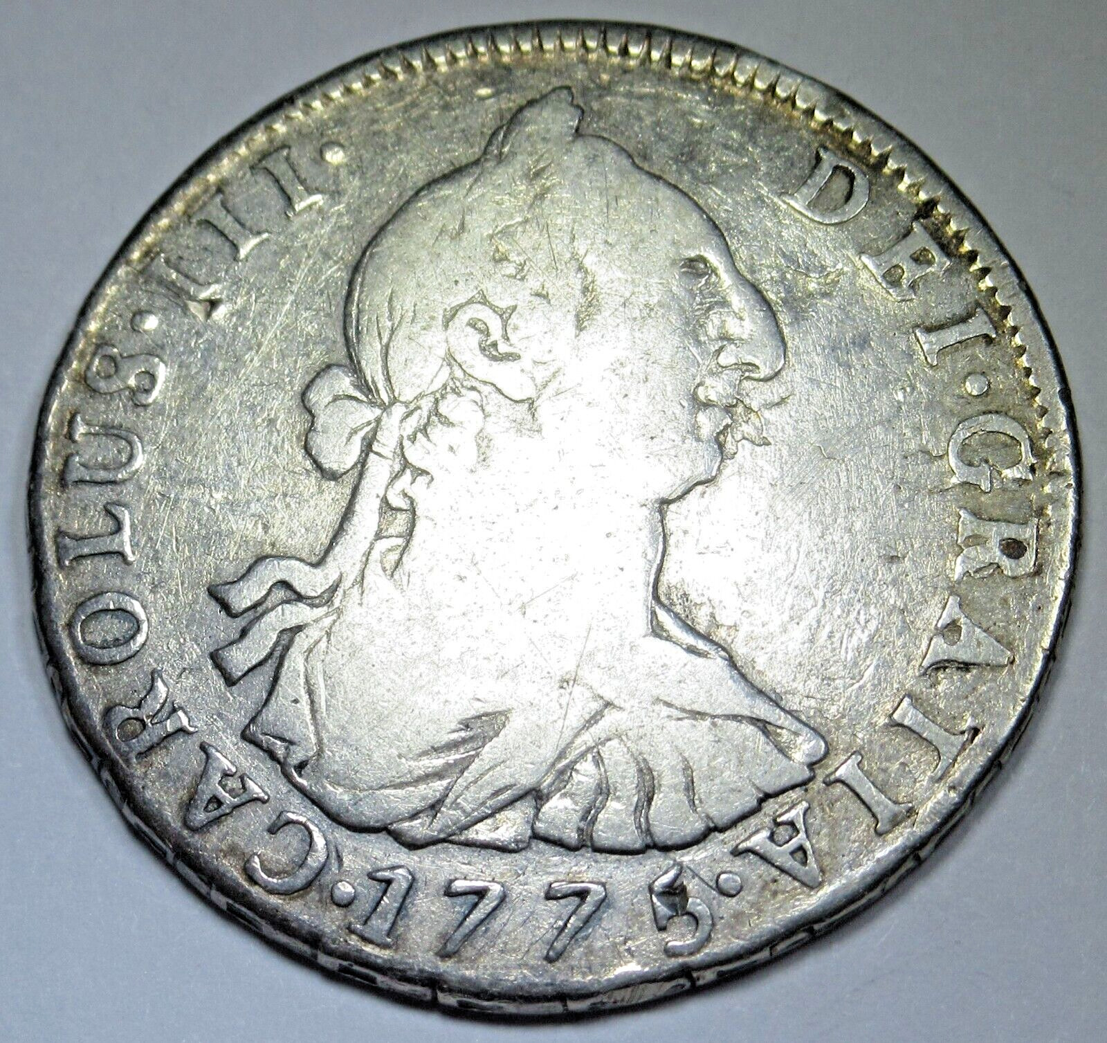 1775 Spanish Bolivia Silver 4 Reales Antique 1700's Colonial Half Dollar Coin