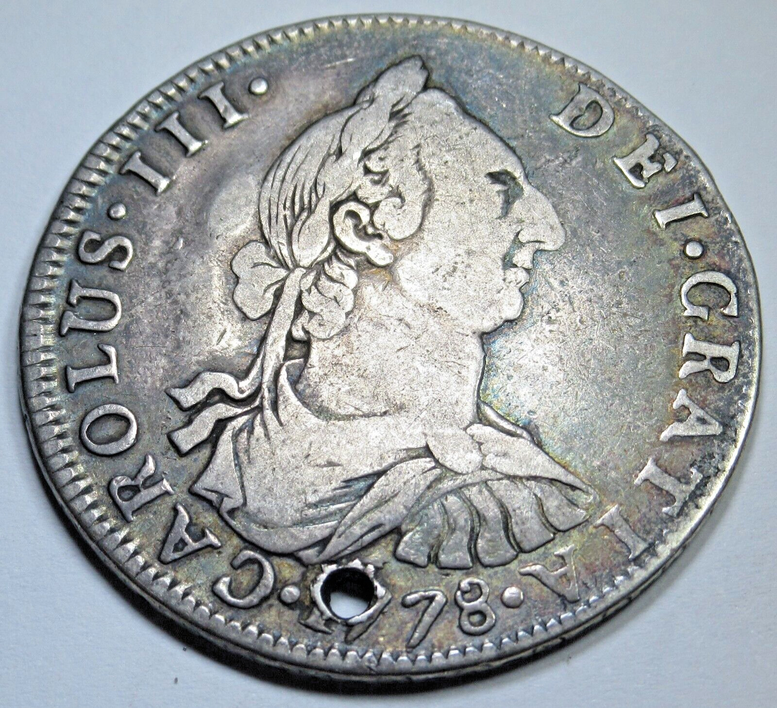 1778 Holed Spanish Bolivia Silver 4 Reales Genuine Antique 1700's Pirate Coin