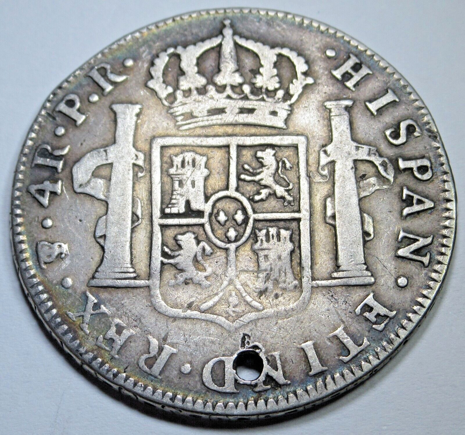 1778 Holed Spanish Bolivia Silver 4 Reales Genuine Antique 1700's Pirate Coin