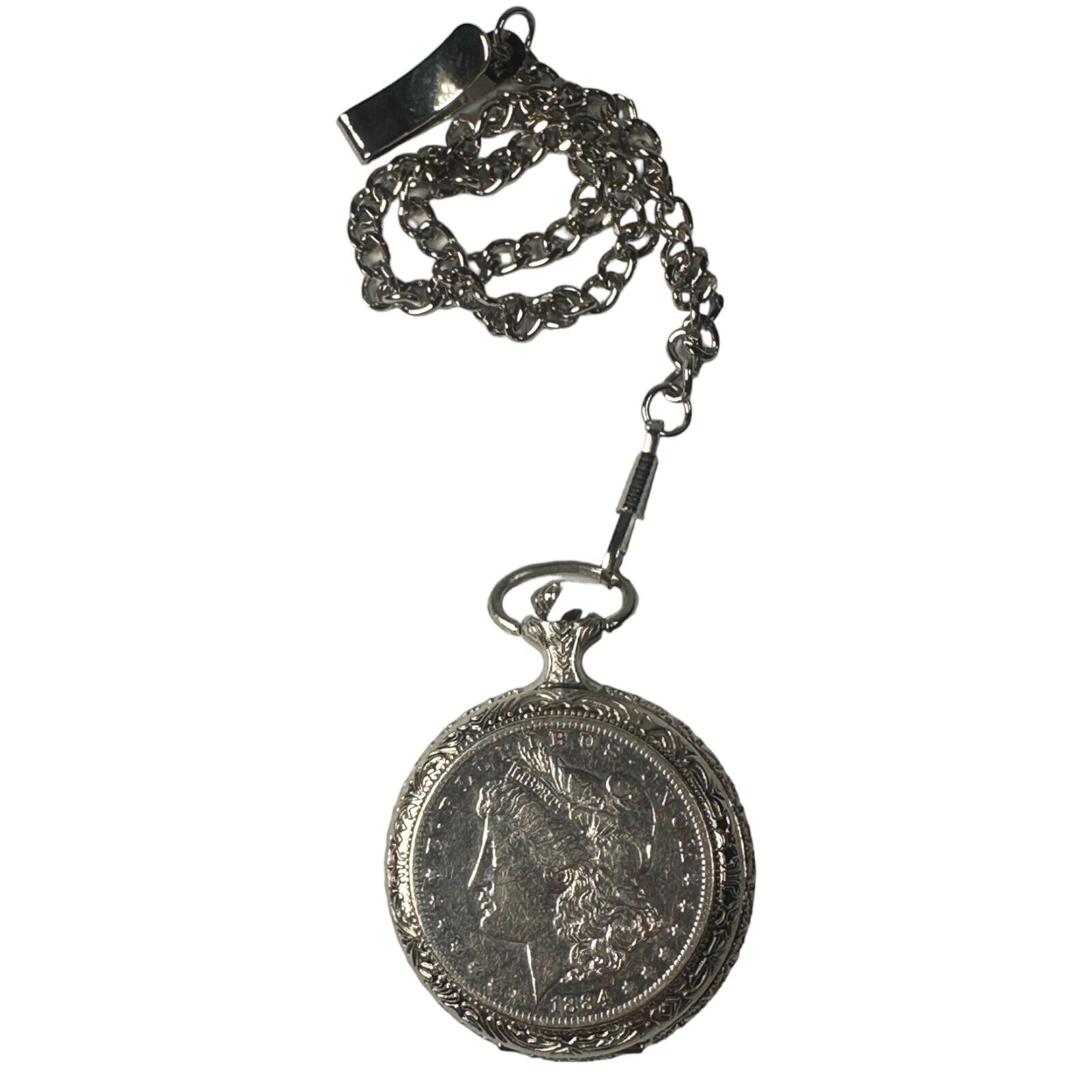 American Coin Treasures 1800's Morgan Silver Dollar Pocket Watch