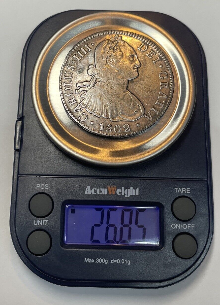 1802 Mo Mexico Silver 8 Reales Genuine 1800's Colonial Dollar Pirate Coin