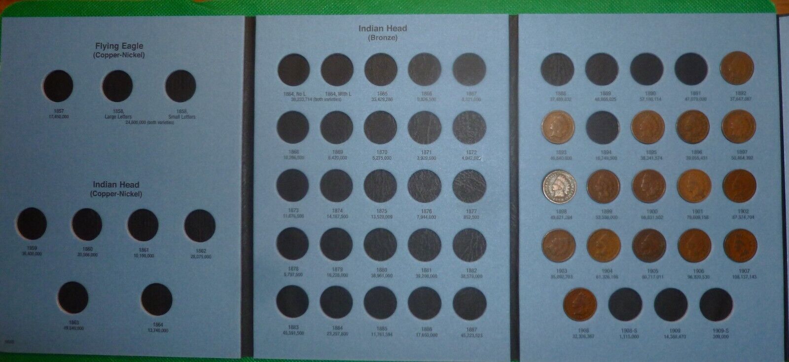 INDIAN HEAD Cent STARTER COLLECTION 1857-1909  16 Coins  + New Folder! #A13-W16