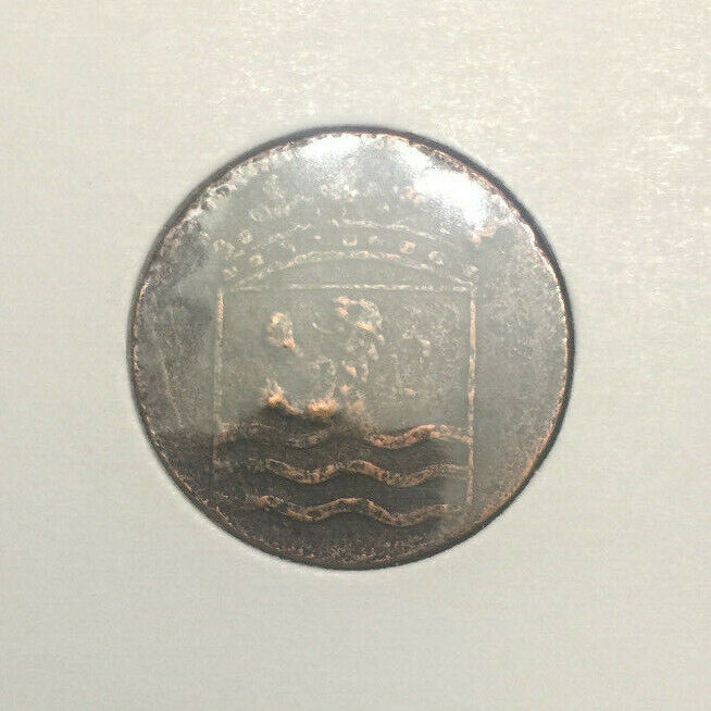 First New York Penny VOC Copper Coin 1700's - COA & History & Holder & Album Inc