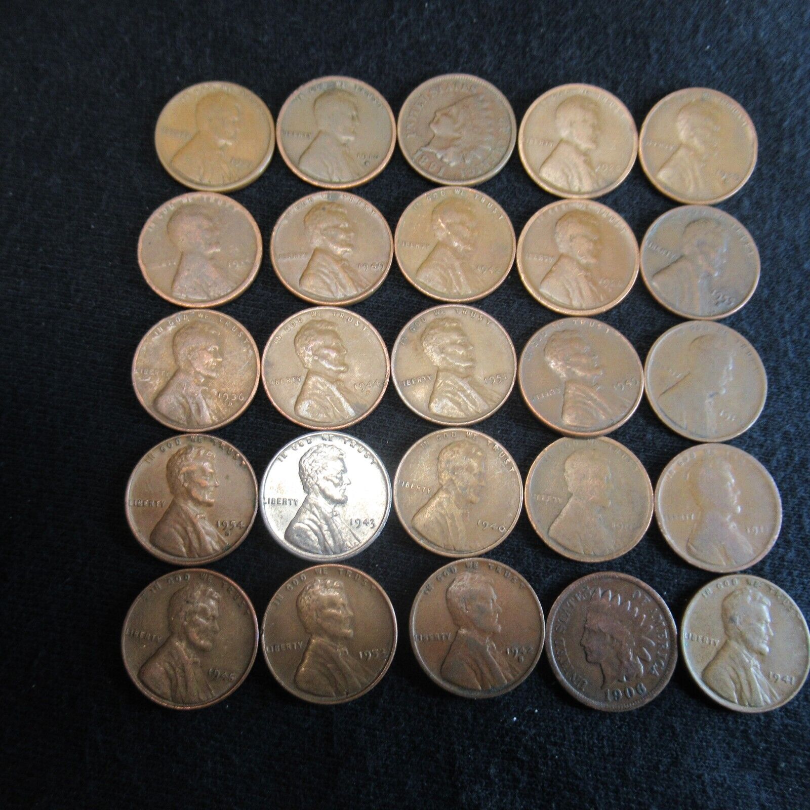 FULL ROLL MIXED DATE INDIAN HEAD/WHEAT PENNY CENT  ROLL LOT 1800'S 1900'S