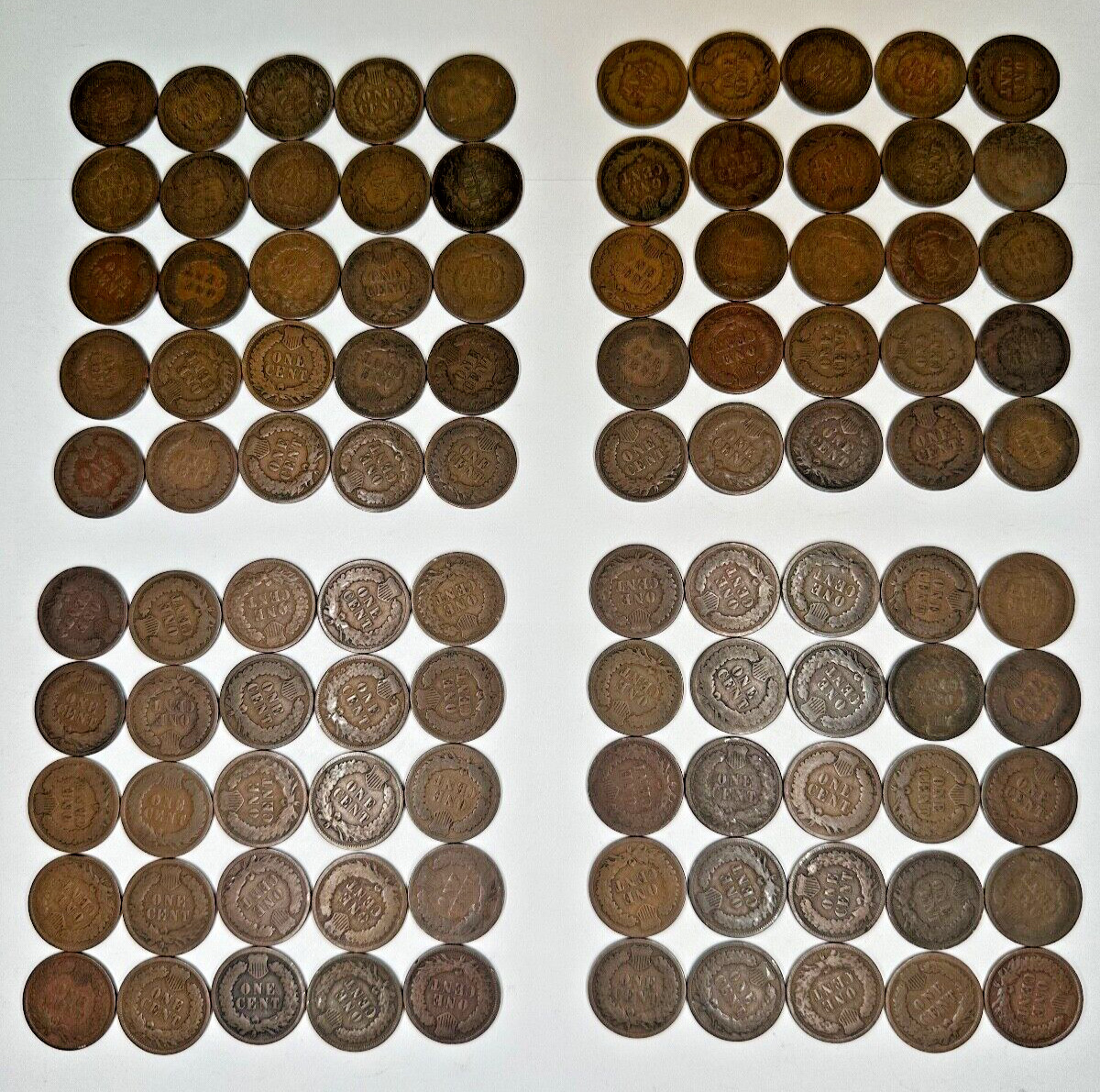 Lot Indian Head Cent Penny 100 Pennies 2 Rolls ALL Pre-1900 DECENT 1800’s Coins