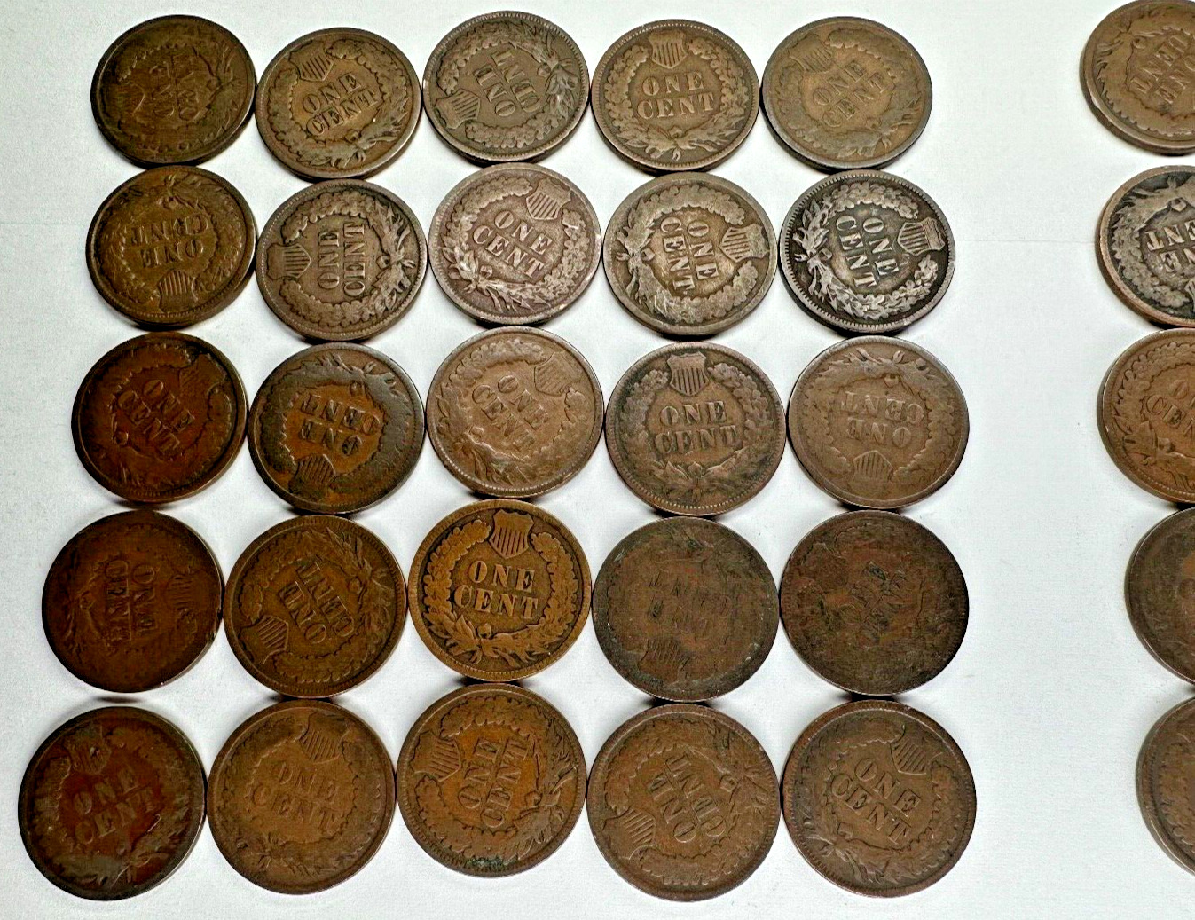 Lot Indian Head Cent Penny 100 Pennies 2 Rolls ALL Pre-1900 DECENT 1800’s Coins