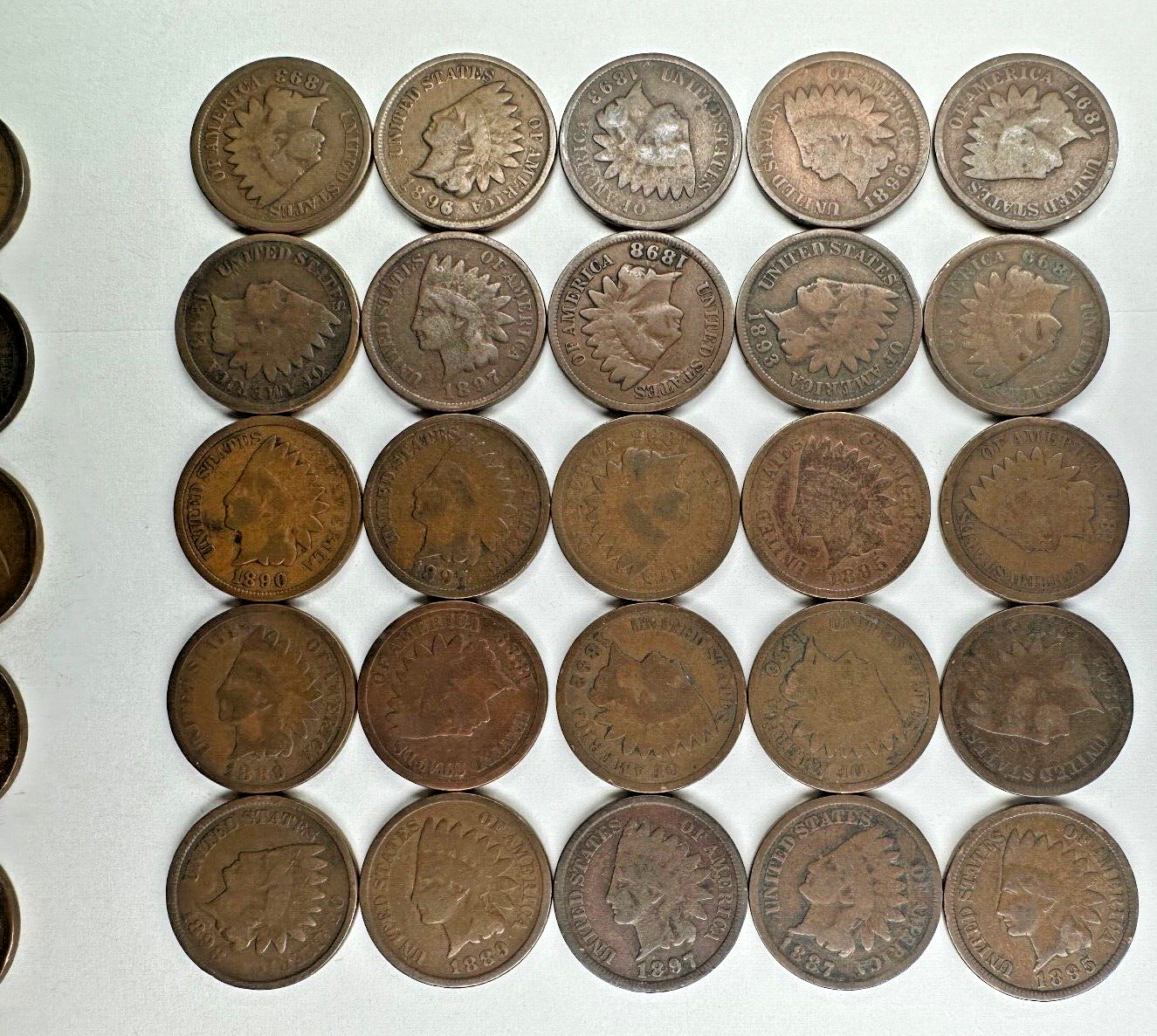Lot Indian Head Cent Penny 100 Pennies 2 Rolls ALL Pre-1900 DECENT 1800’s Coins