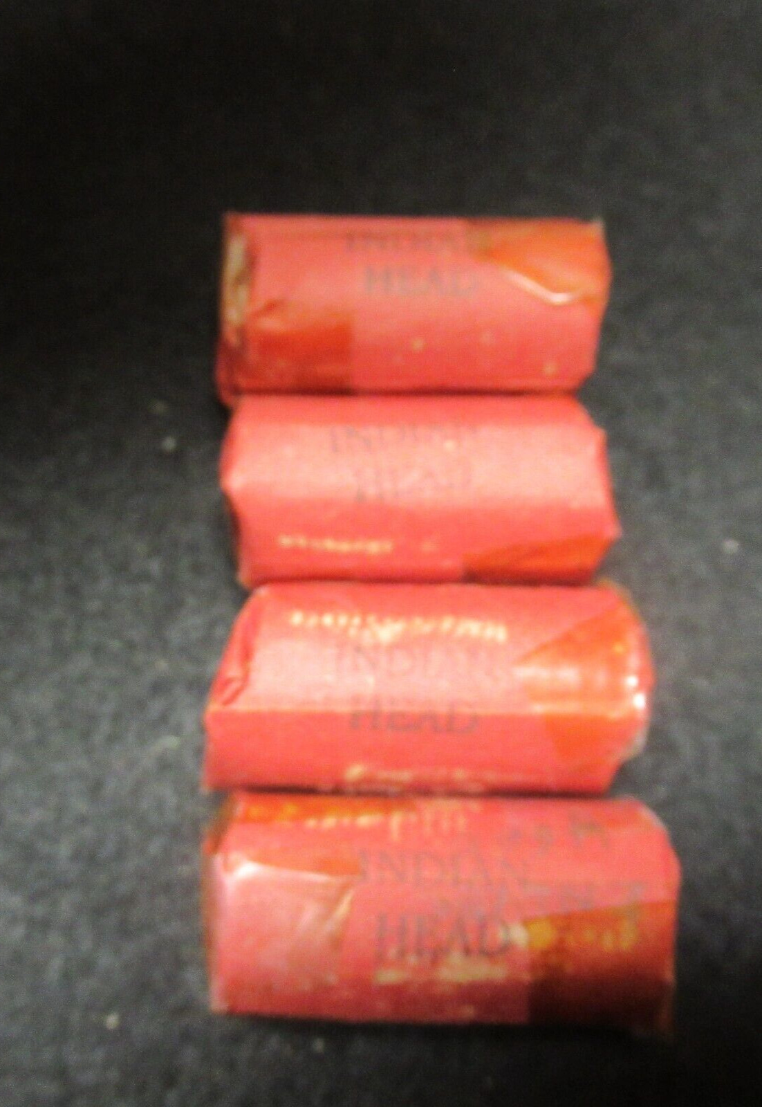 VERY OLD VINTAGE INDIAN HEAD PENNY HALF ROLL OLD SEALING TAPE IS YELLOW FROM AGE