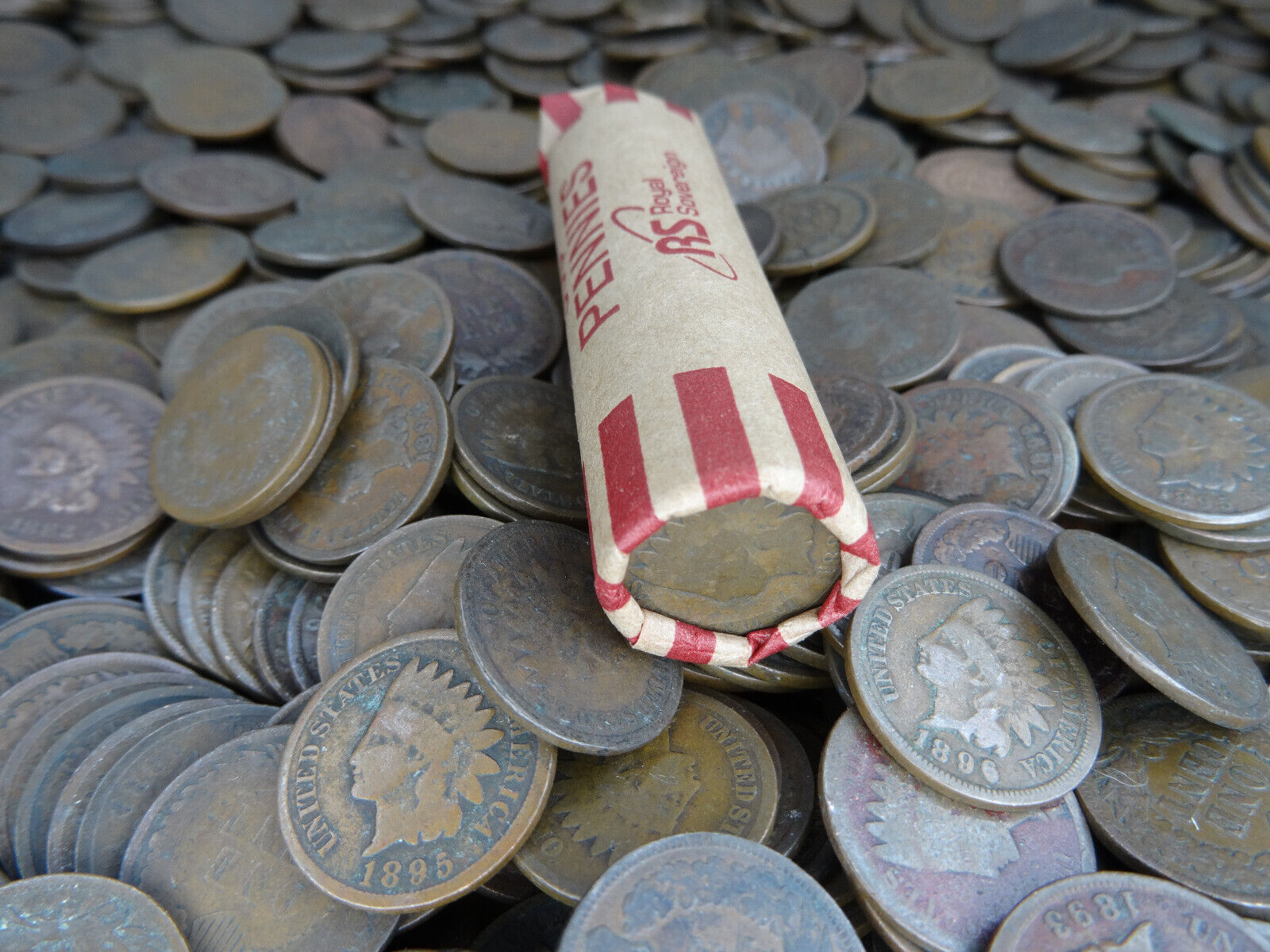 (50) Indian Head Cents 1880-1899 Coin Roll Circulated G/VG US Mint 1800s Penny