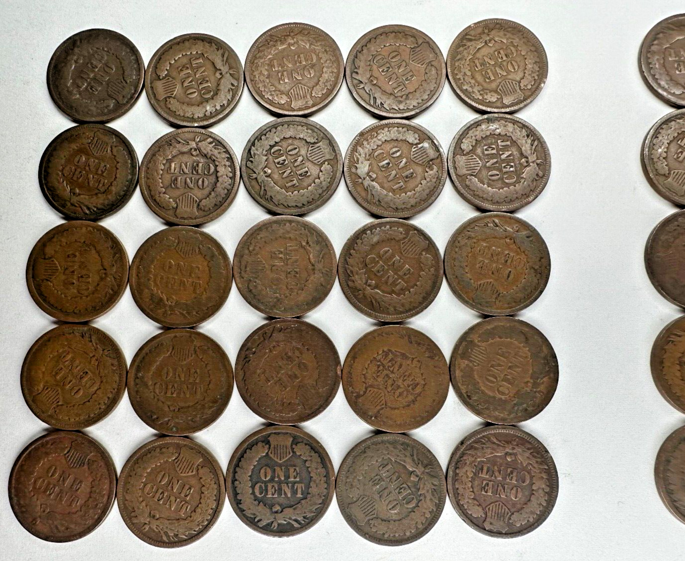 Lot Indian Head Cent Penny 100 Pennies 2 Rolls ALL Pre-1900 DECENT 1800’s Coins