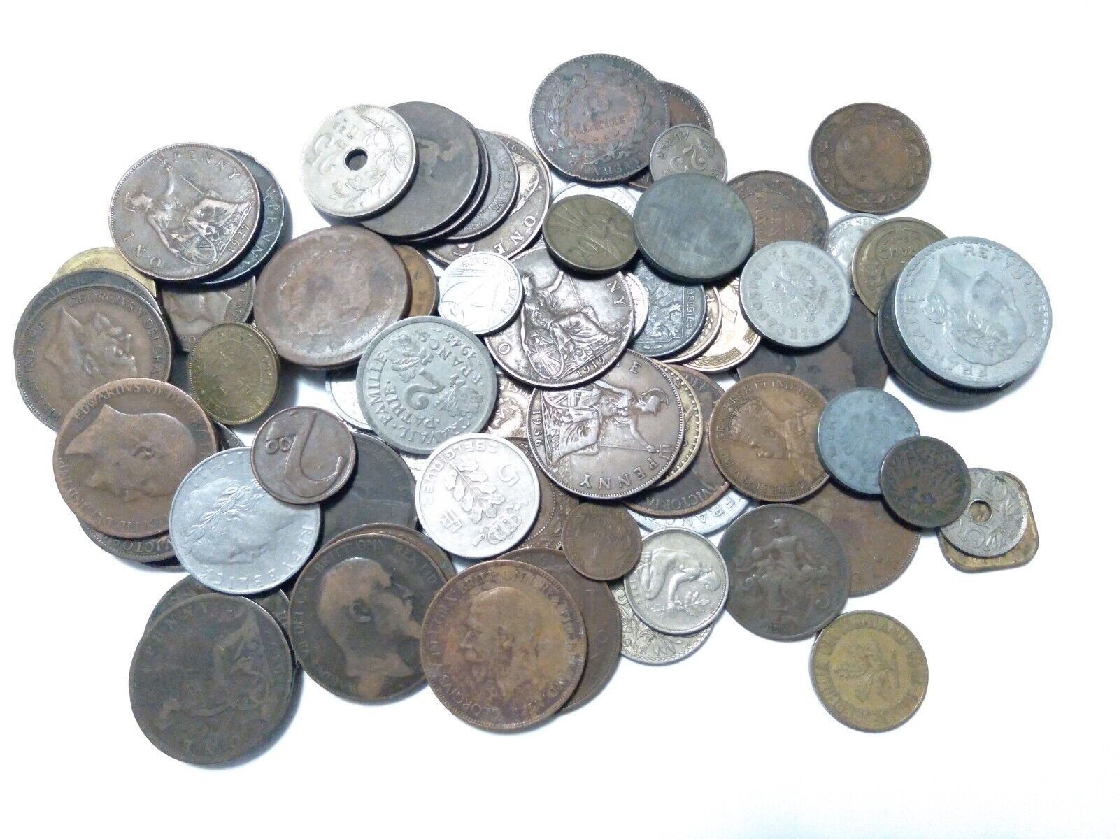 Vintage World Coins, (10) Randomly Selected Coins (1800s-1950) Various Countries