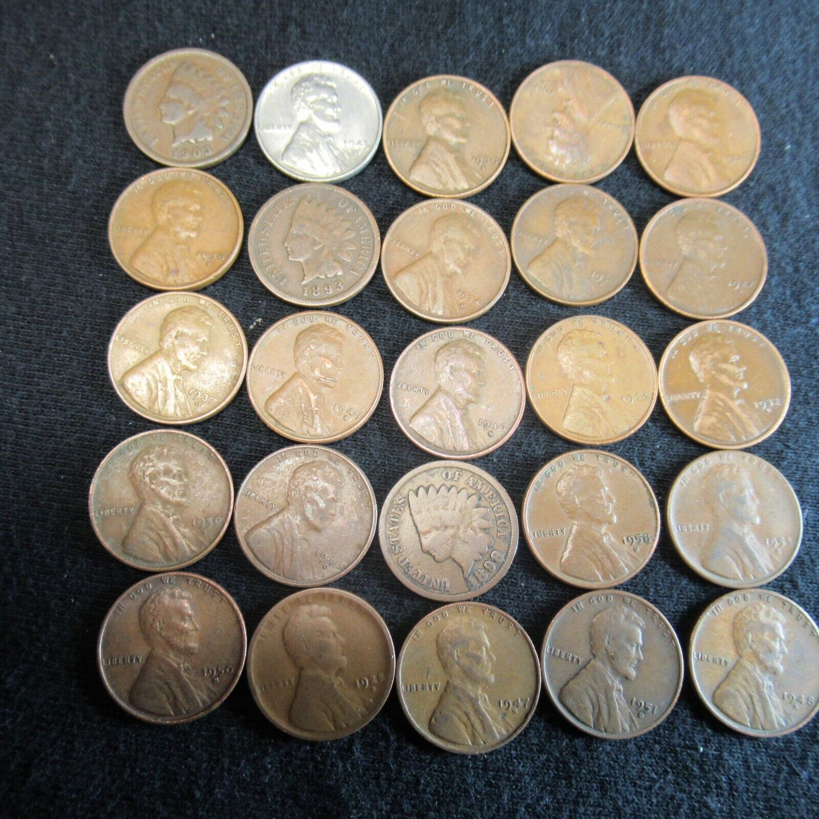 INDIAN HEAD AND WHEAT CENT PENNY ROLL  50 COIN LOT/ROLL ESTATE COIN COLLECTION