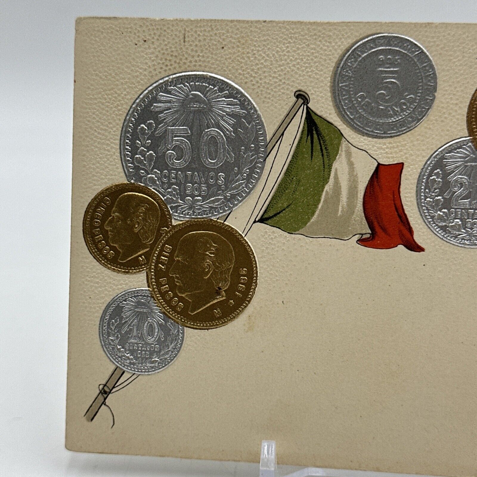 Vintage Embossed Coin Postcard Mexico 1800s 1900