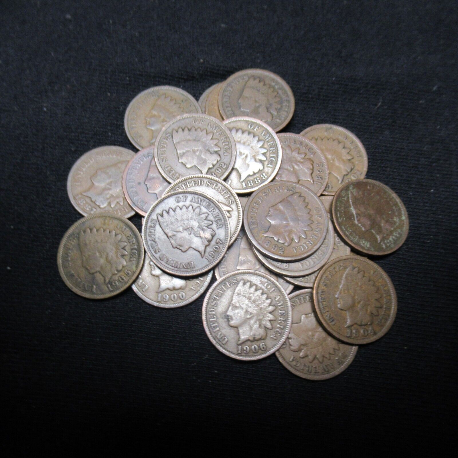 VINTAGE INDIAN HEAD CENT PENNY/LOT ROLL OF 50 COINS FROM BANK OF WYOMING  RCRL